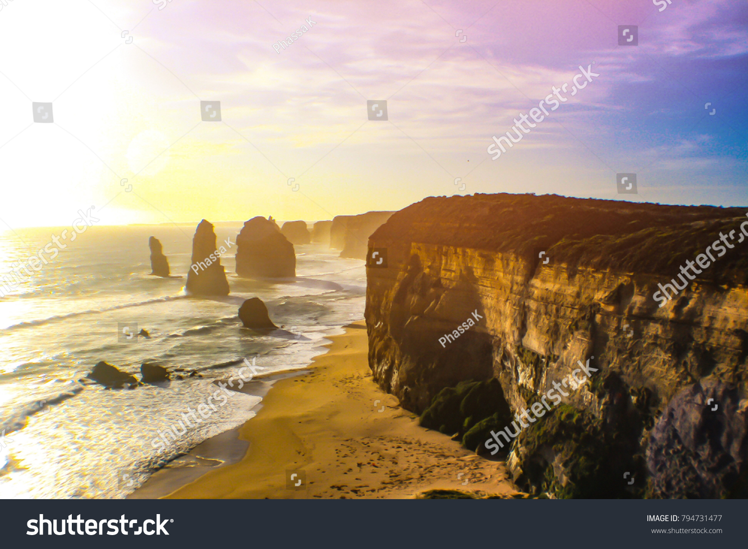 Twelve Apostles Sunset Sky Famous Tourist Stock Photo (Edit Now) 794731477