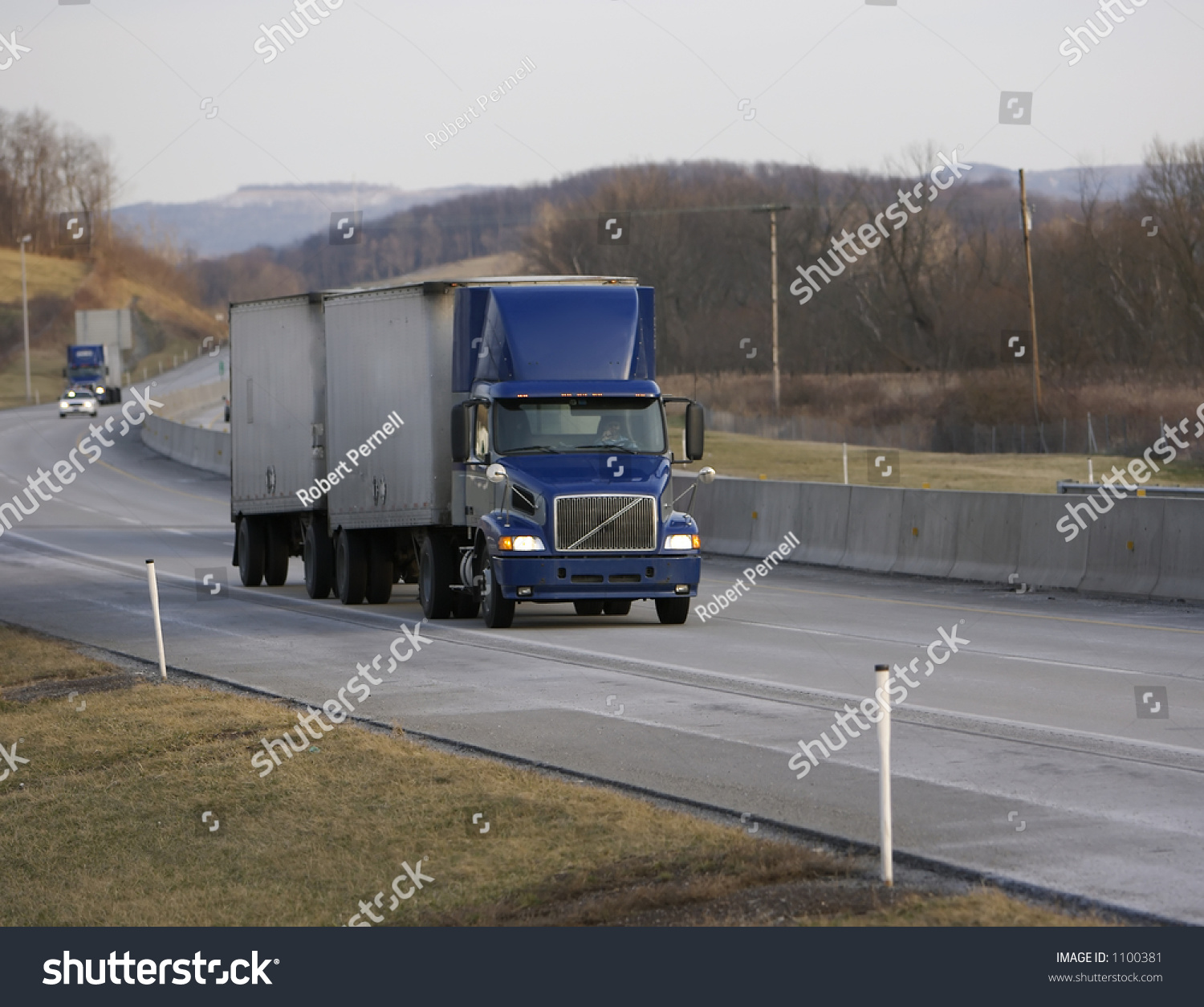 Twin Dual Trailer Semi Truck Stock Photo (Edit Now) 1100381