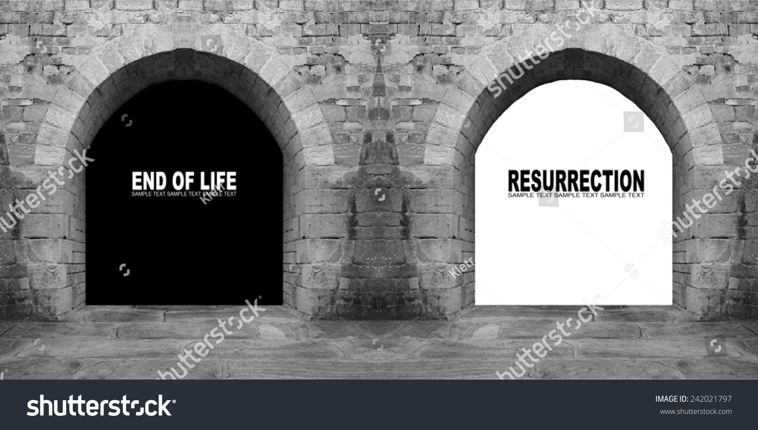 Two Ancient Gates Hell Heaven Space Buildings Landmarks Stock Image