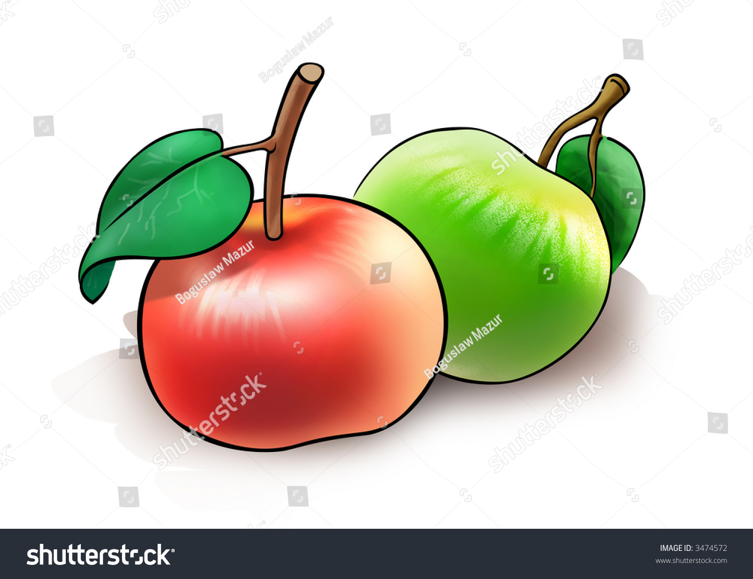 Two Apples On White Background Stock Photo 3474572 : Shutterstock