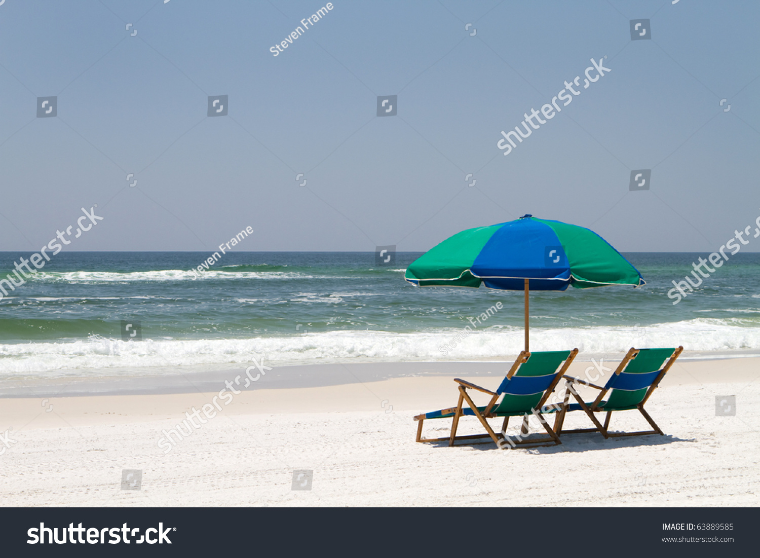 Two Beach Chairs Umbrella Sit On Stock Photo 63889585 | Shutterstock