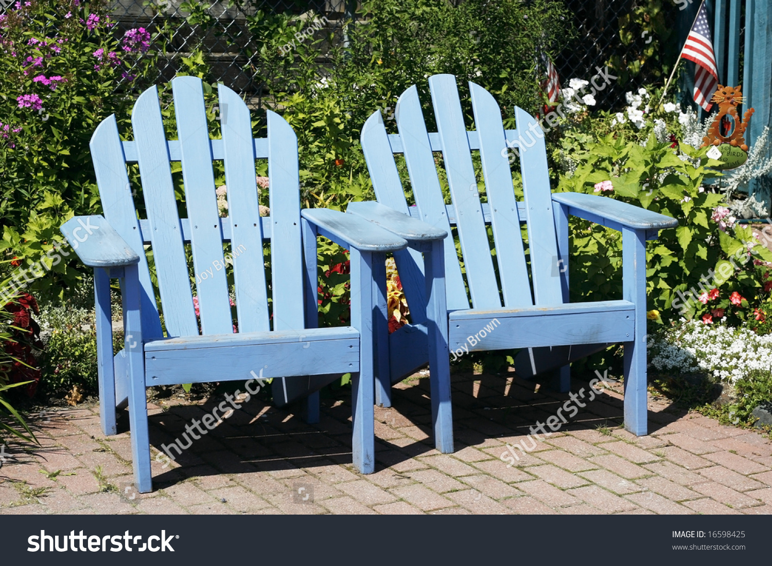 Stock Photo Two Blue Adirondack Chairs 16598425 
