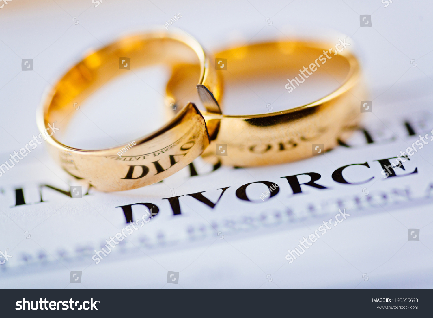 Two Broken Golden Wedding Rings Divorce Stock Photo (Edit Now) 1195555693