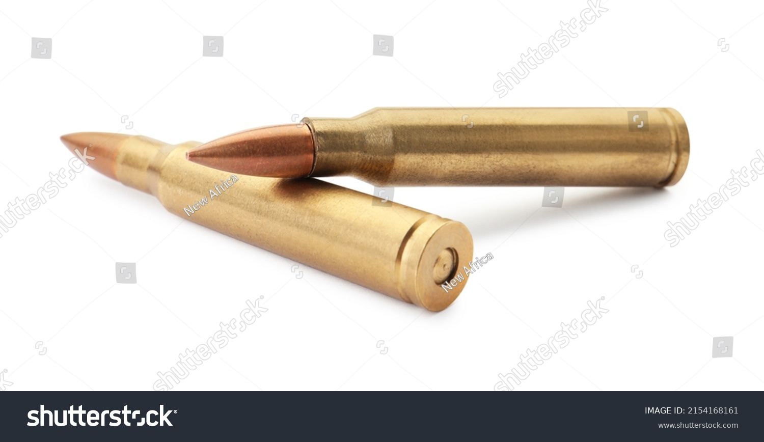 Two Bullets On White Background Military Stock Photo 2154168161 ...