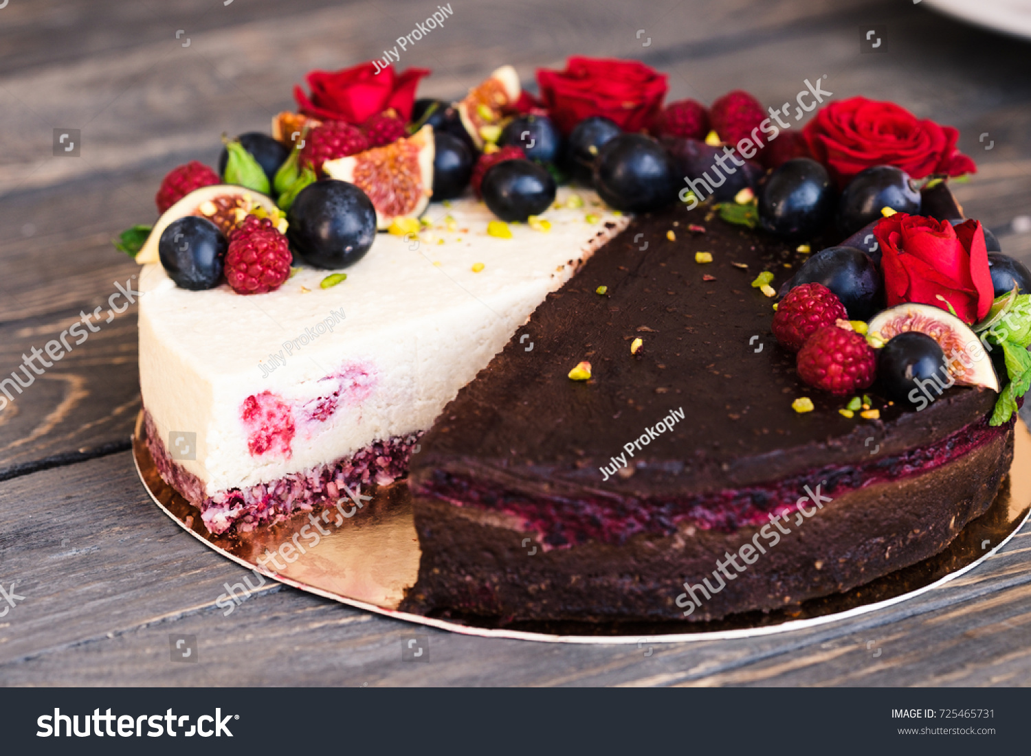 Two Cakes One Half Chocolate Half Stock Photo Edit Now