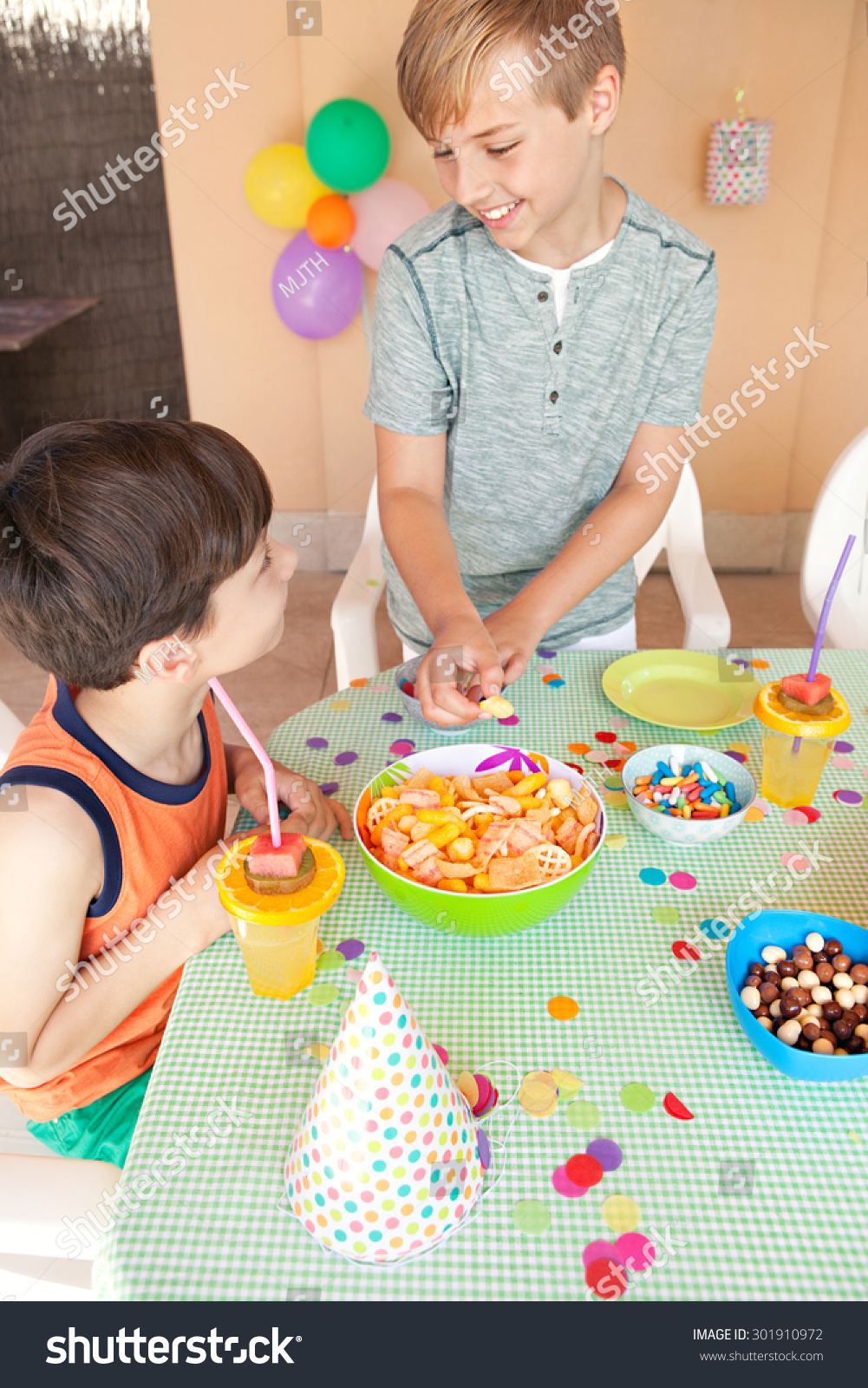 Two Children Brother Sister Enjoying Birthday Stock Photo Edit