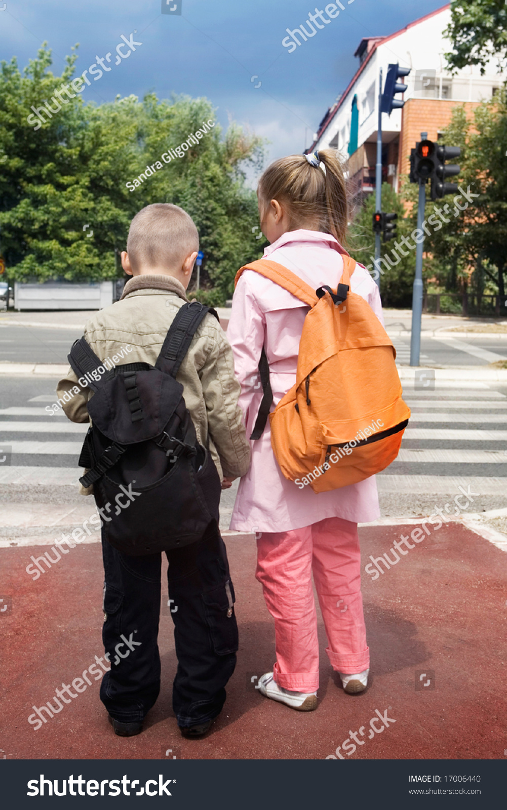 Two Children Crossing The Street Stock Photo 17006440 Shutterstock