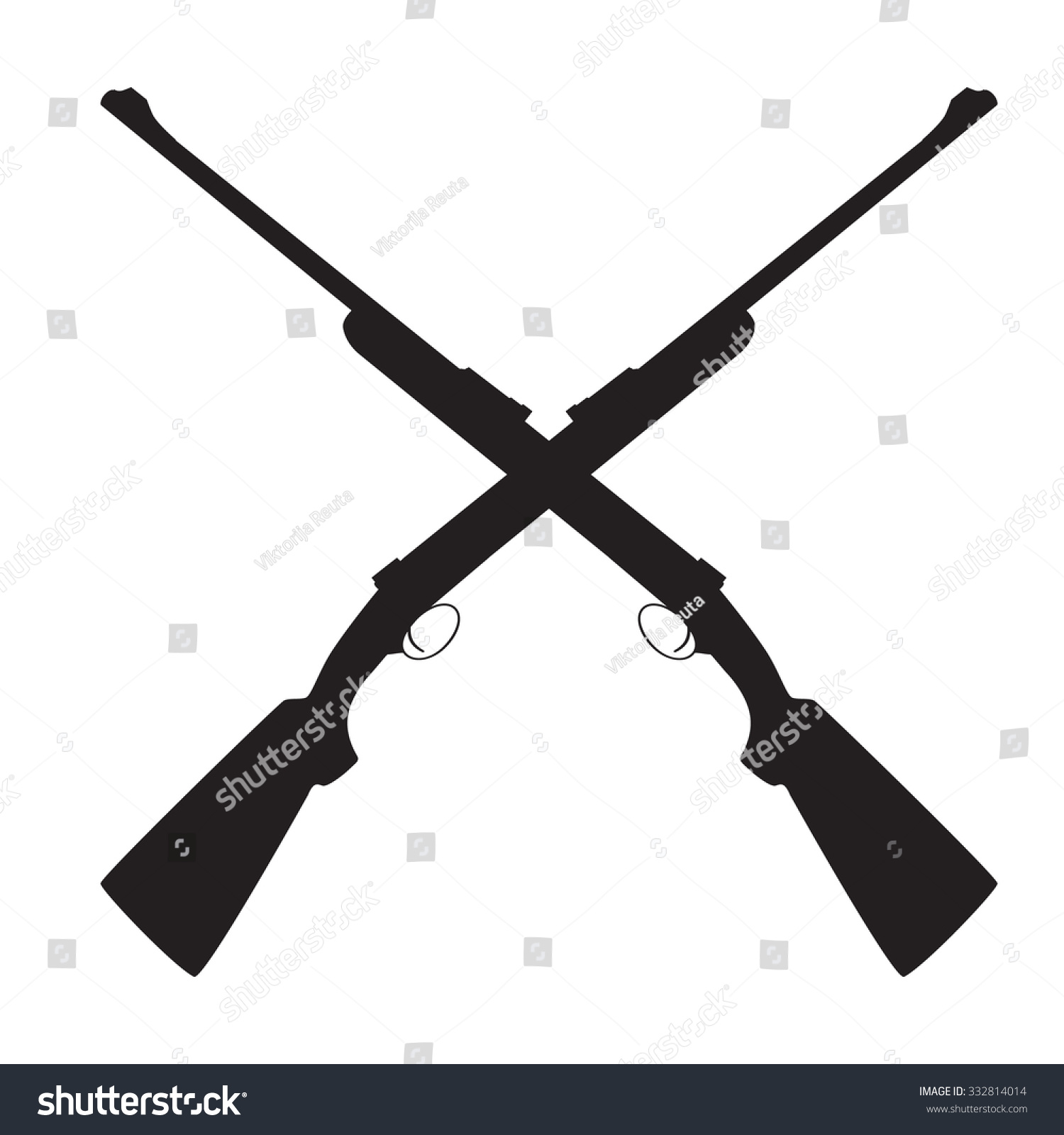 Two Crossed Rifle Raster Illustration. Hunting Rifle. Sniper Rifle. Old ...