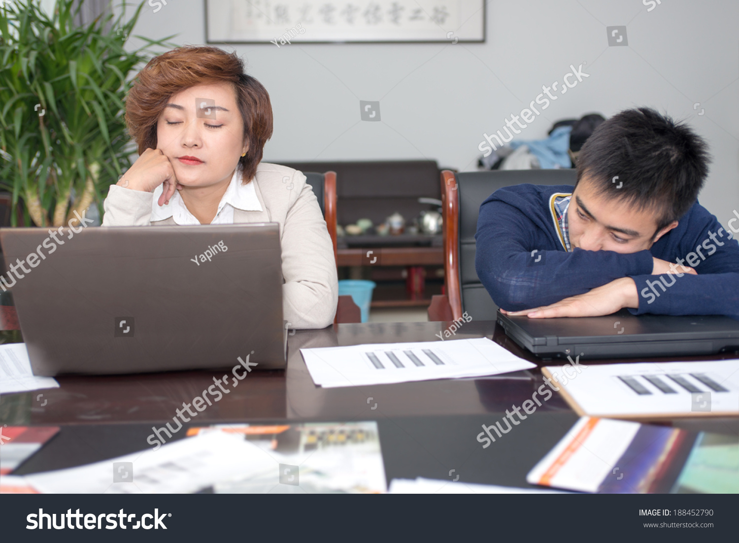 Two Depressed Business People Sleeping Your Stock Photo Edit Now