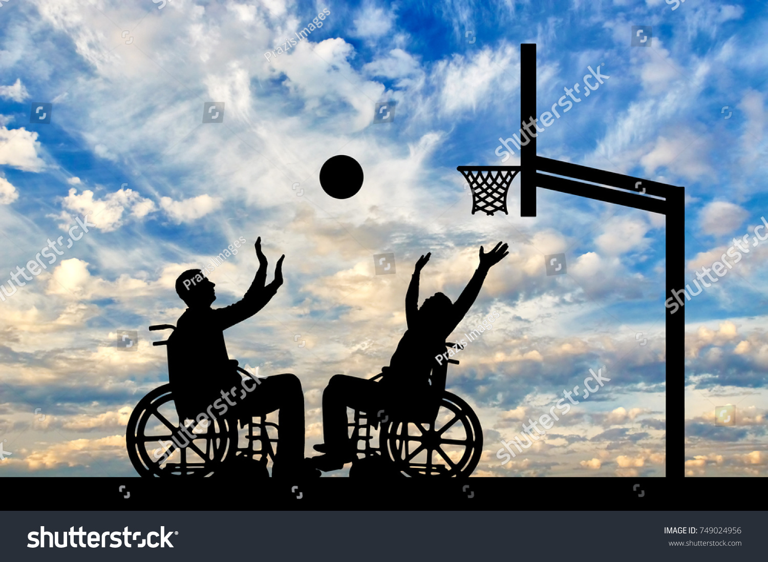 Two Disabled People Play Wheelchair Basketball のイラスト素材