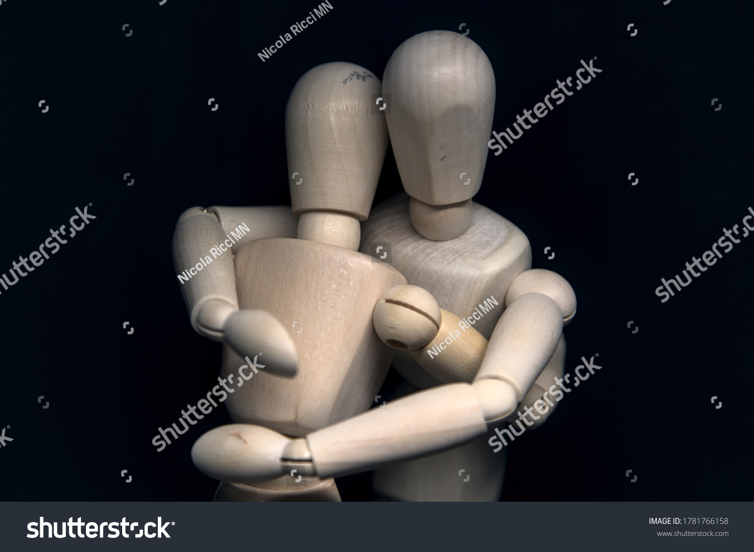 Two Drawing Mannequins Act Hugging One Stock Photo 1781766158