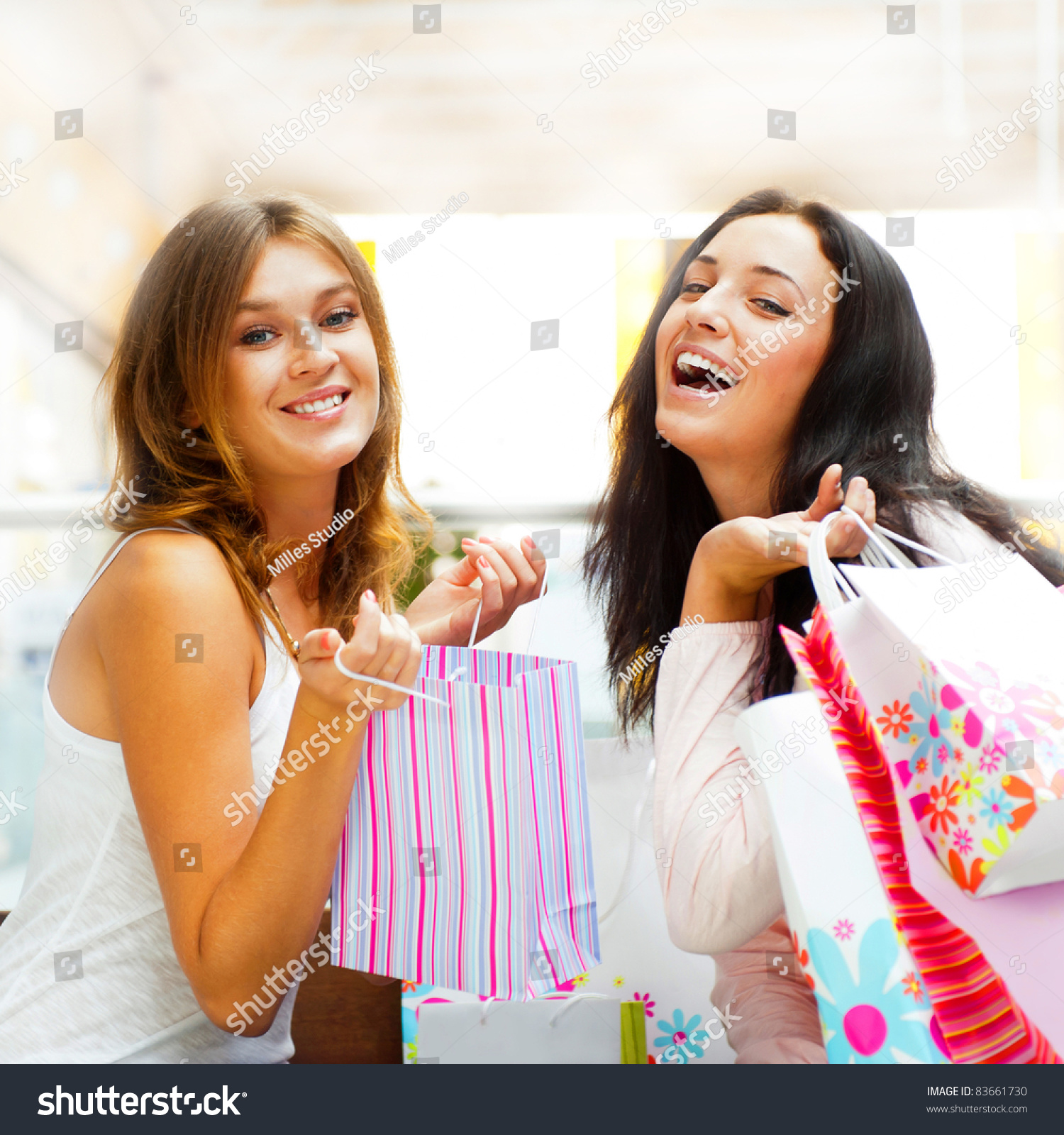 Two Excited Shopping Woman Together Inside Stock Photo Edit Now 83661730