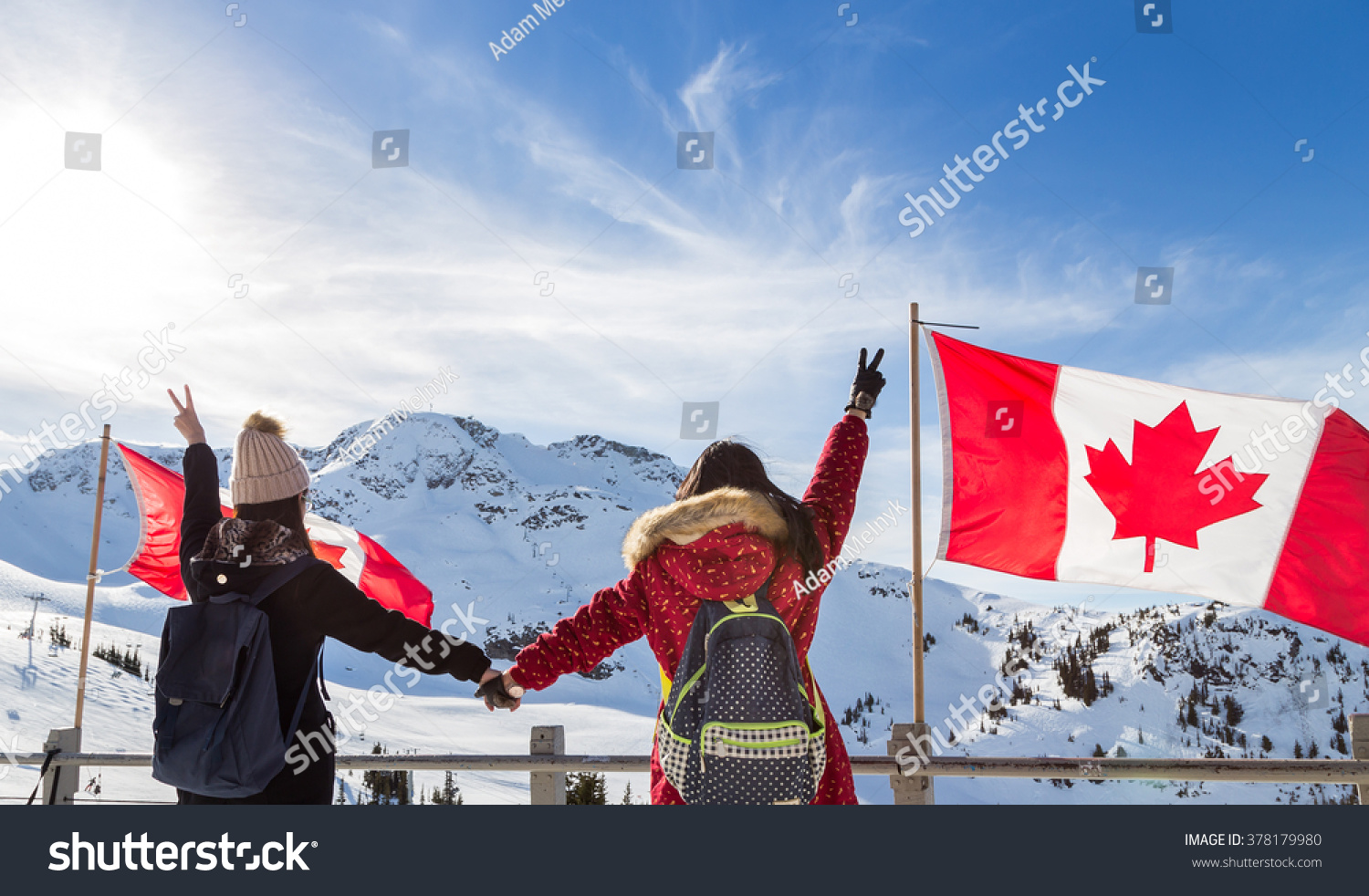 Two Girls Holding Hands Front Canadian Stock Photo 378179980 | Shutterstock