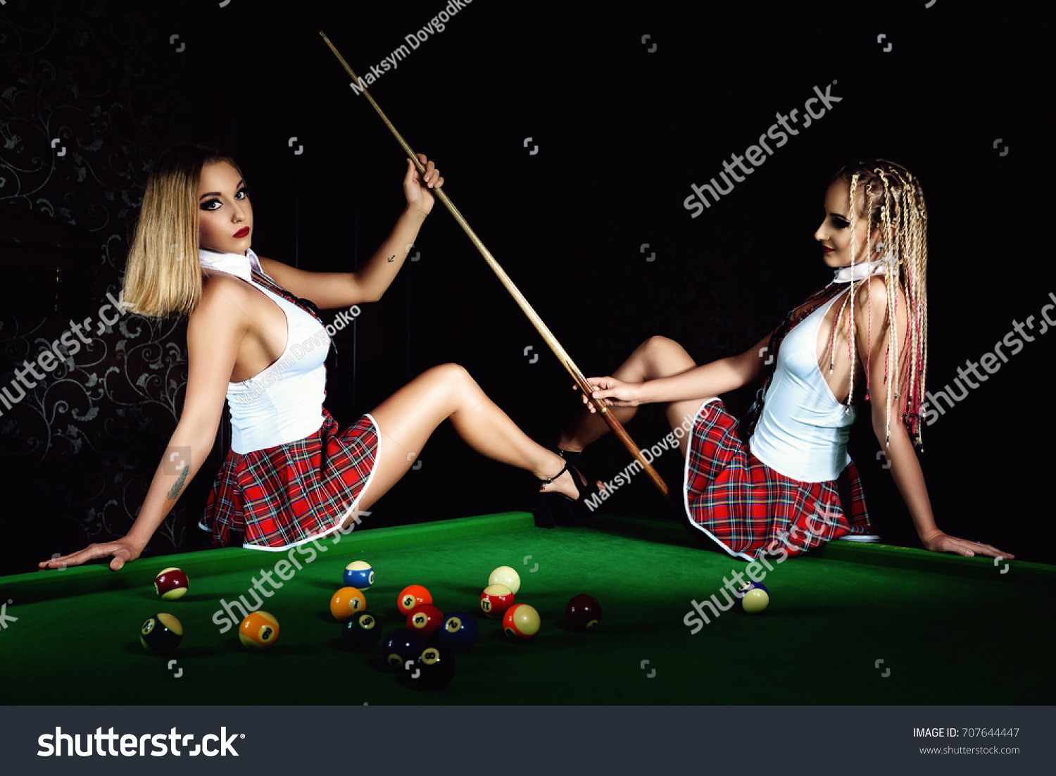 lesbian teens pool table
