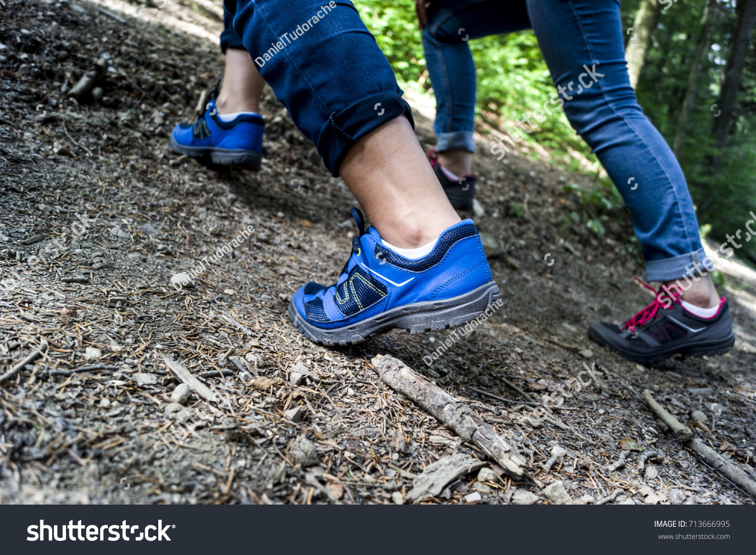 Two Girls Wearing Trekking Shoes 