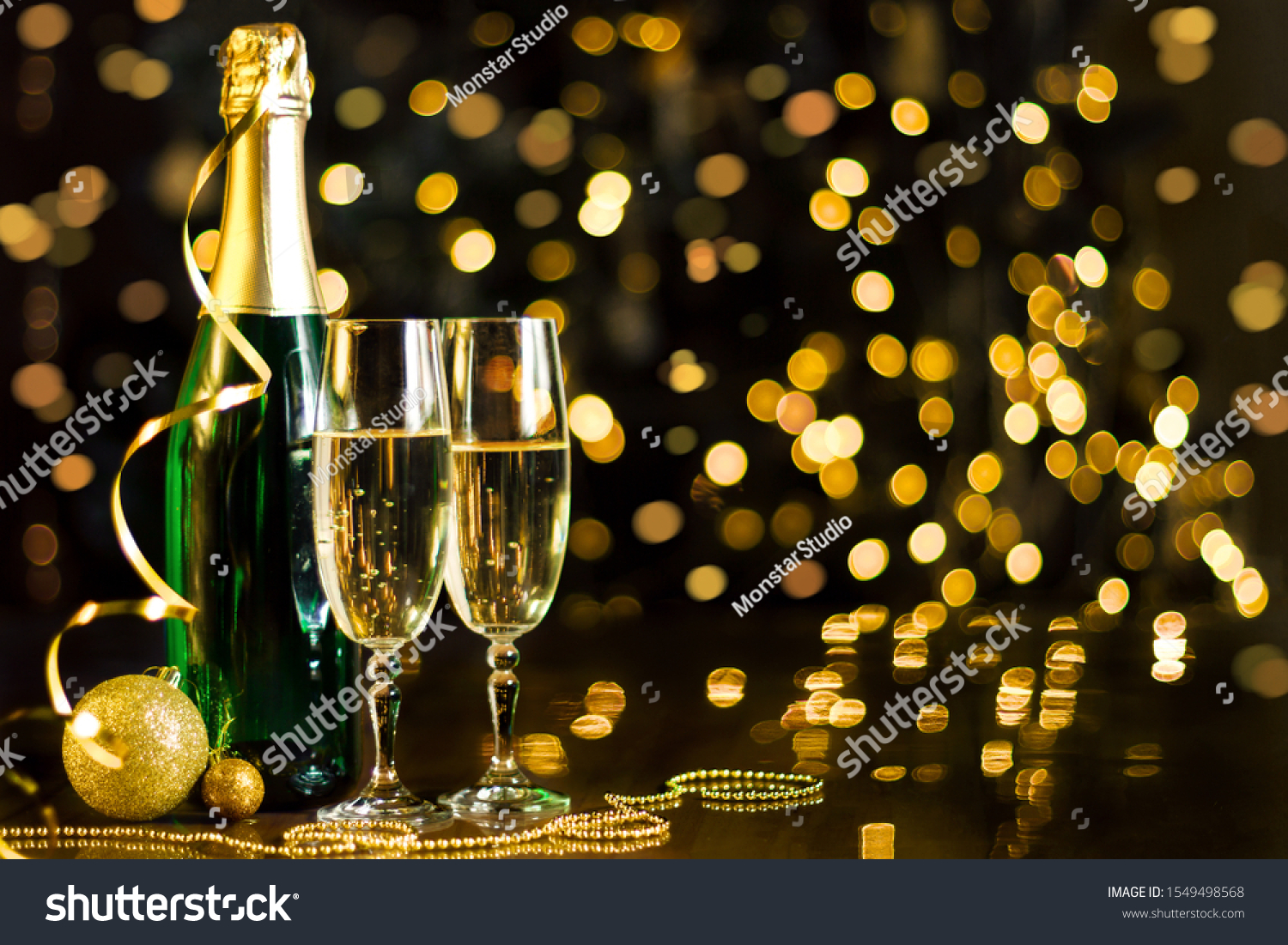 Download Two Glasses Green Bottle Champagne Gold Stock Photo Edit Now 1549498568 PSD Mockup Templates