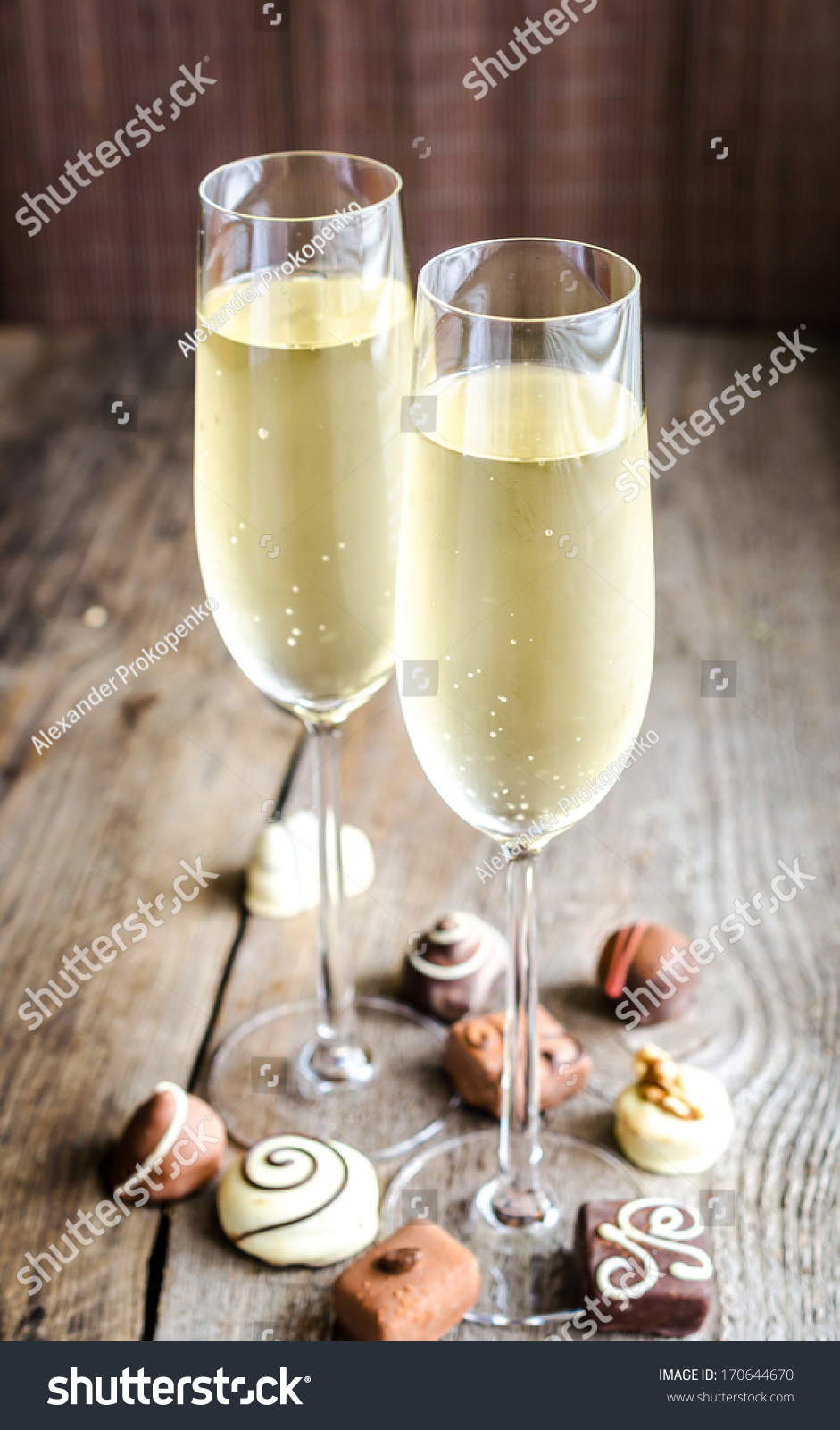 Two Glasses Of Champagne With Candies Stock Photo 170644670 : Shutterstock