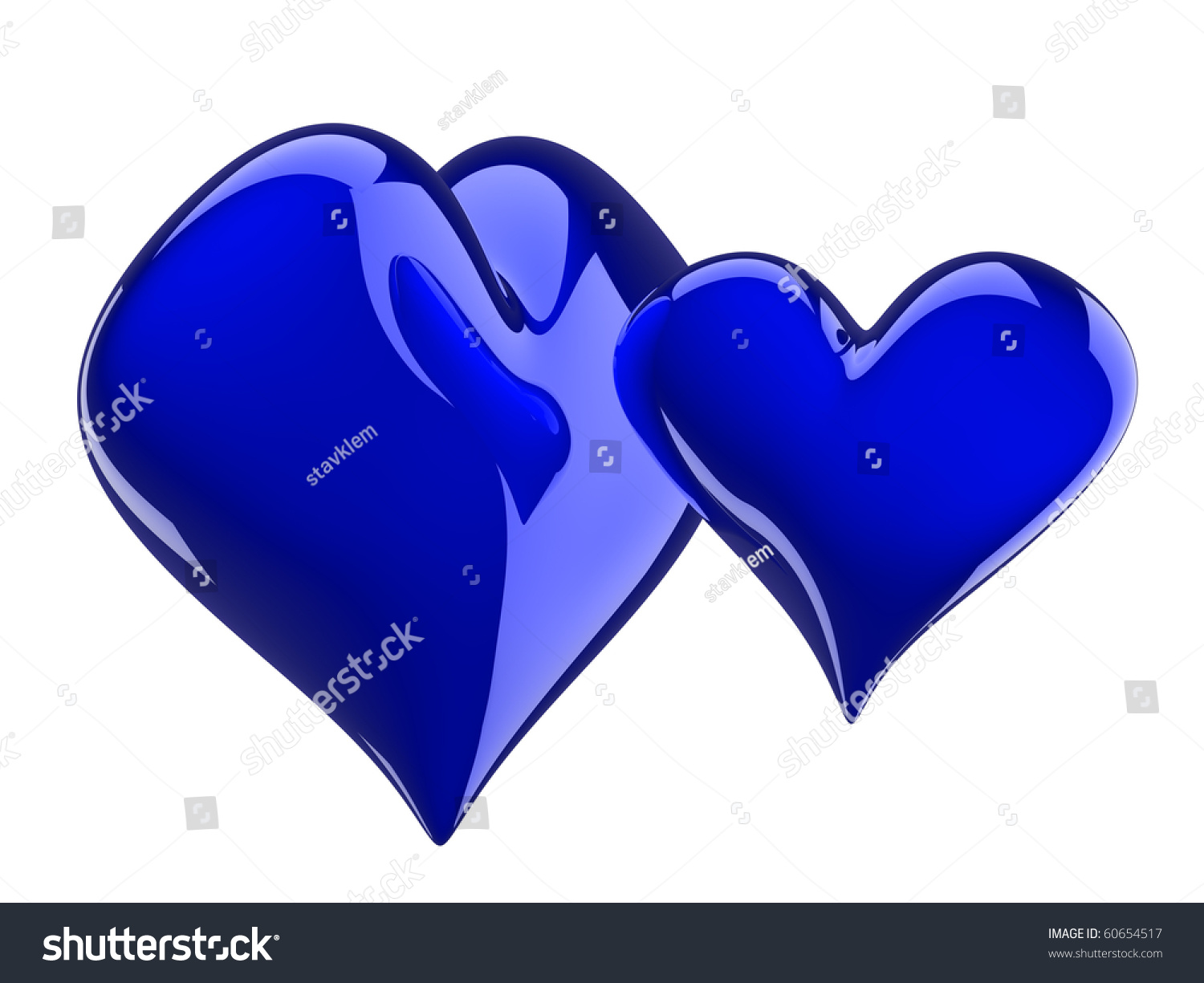 Two Glossy Blue Hearts Isolated On White Stock Photo 60654517 ...