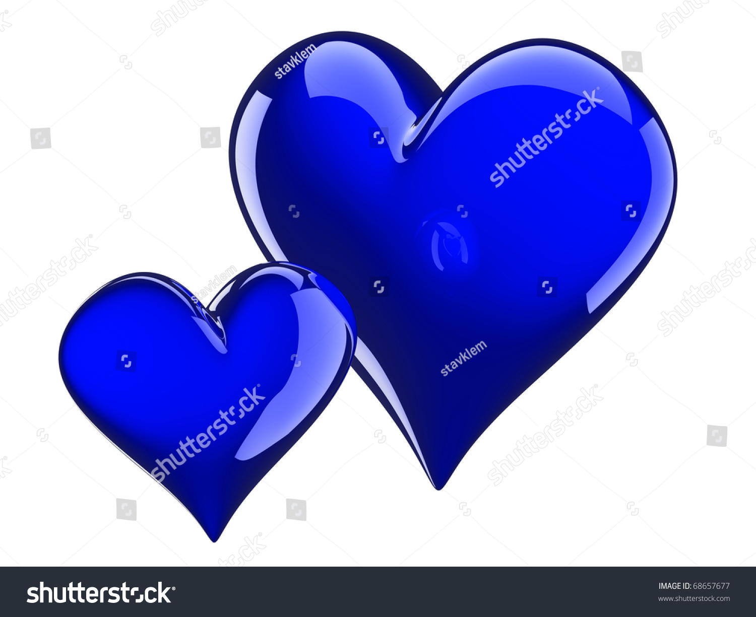 Two Glossy Blue Hearts Isolated On Stock Illustration 68657677 ...