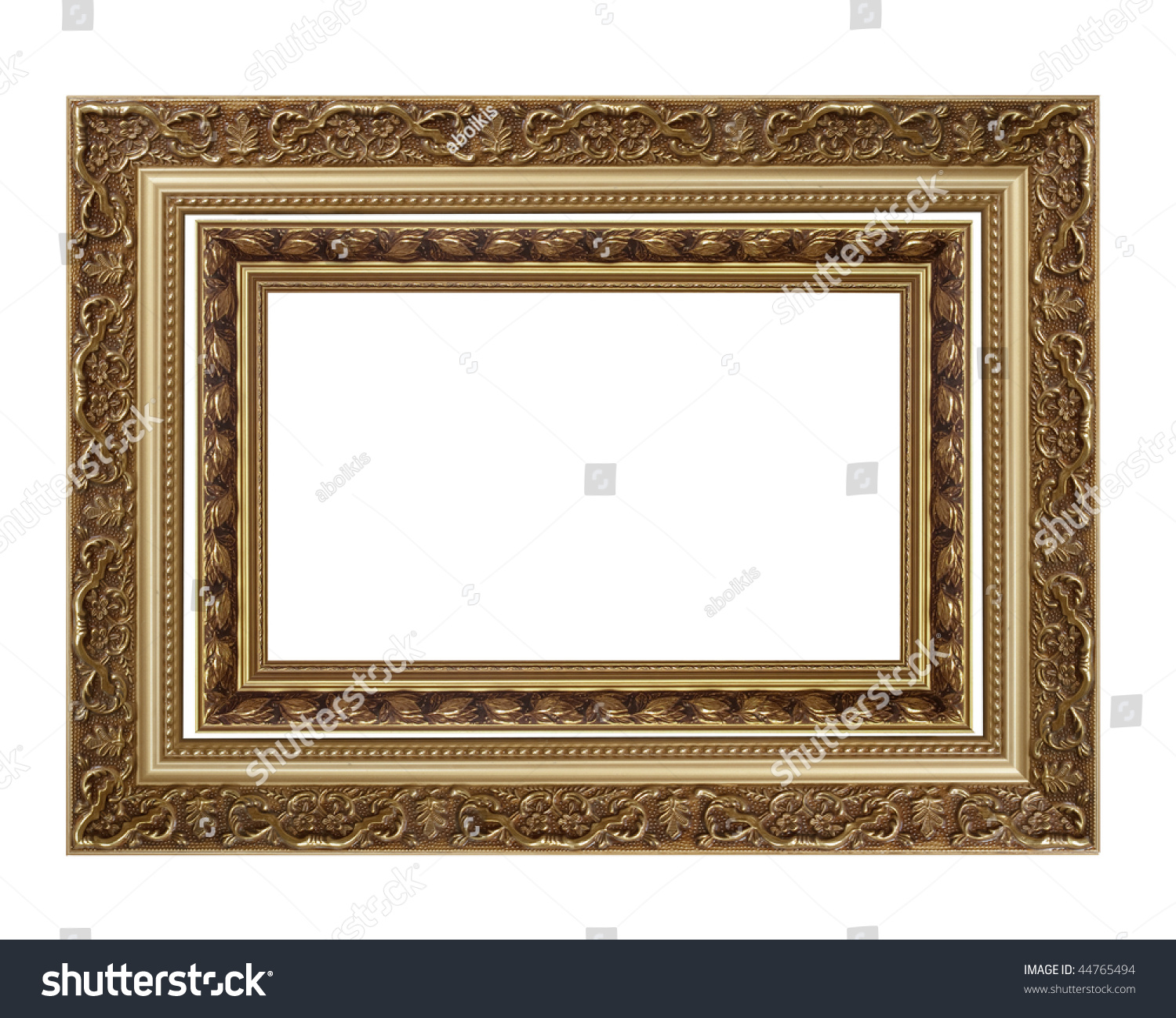 Two Gold Plated Wooden Picture Frames Isolated On White Stock Photo ...