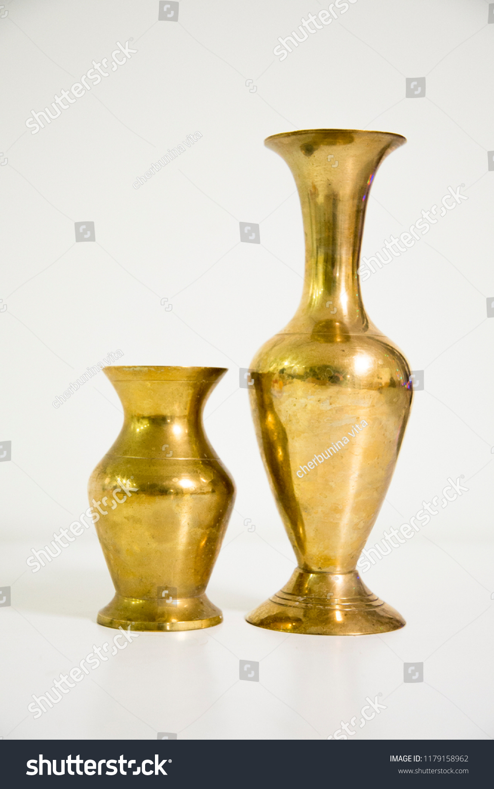 Two Gold Vintage Vases On White Stock Photo Edit Now 1179158962