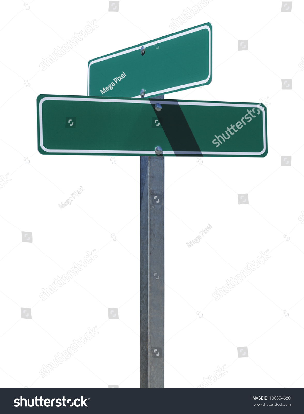 Two Green Street Signs On Metal Pole With Copy Space Isolated On White ...