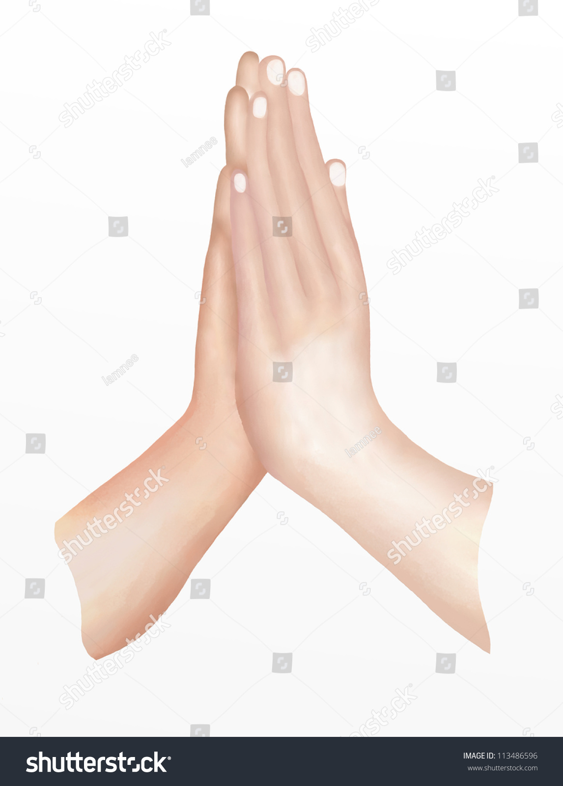 Two Hands Pressed Together Prayer Position Stock Illustration 113486596