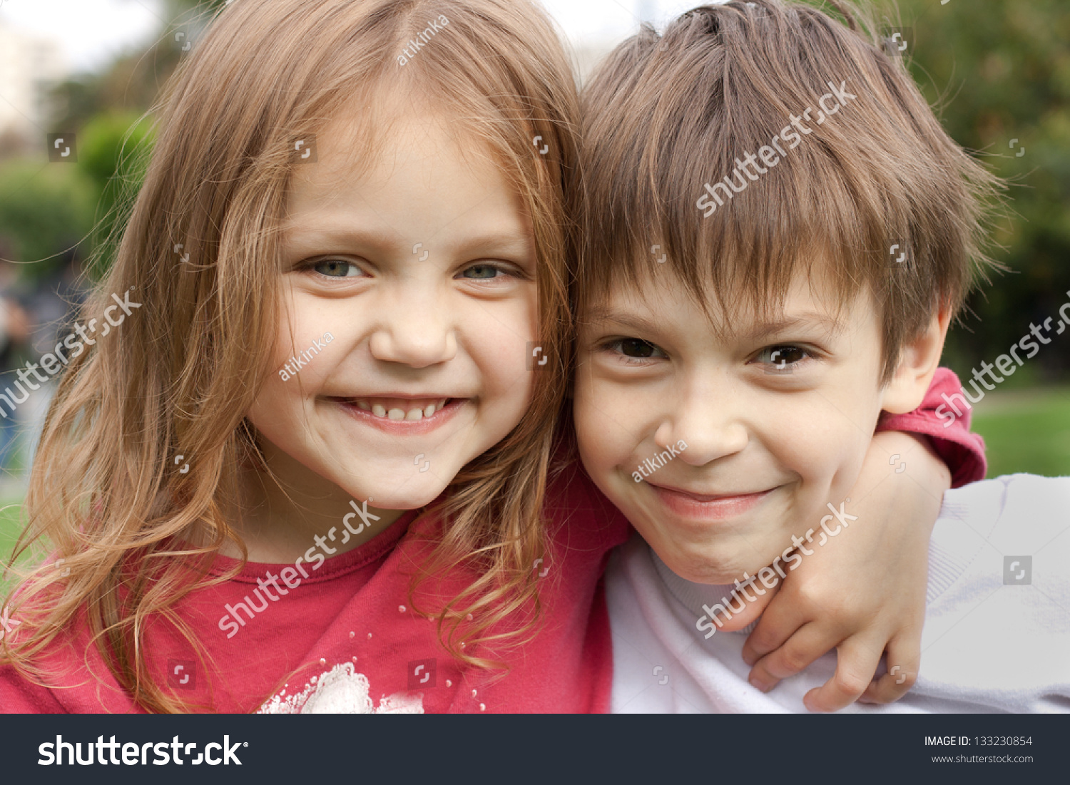 Two Happy Kids Hugging Stock Photo 133230854 - Shutterstock