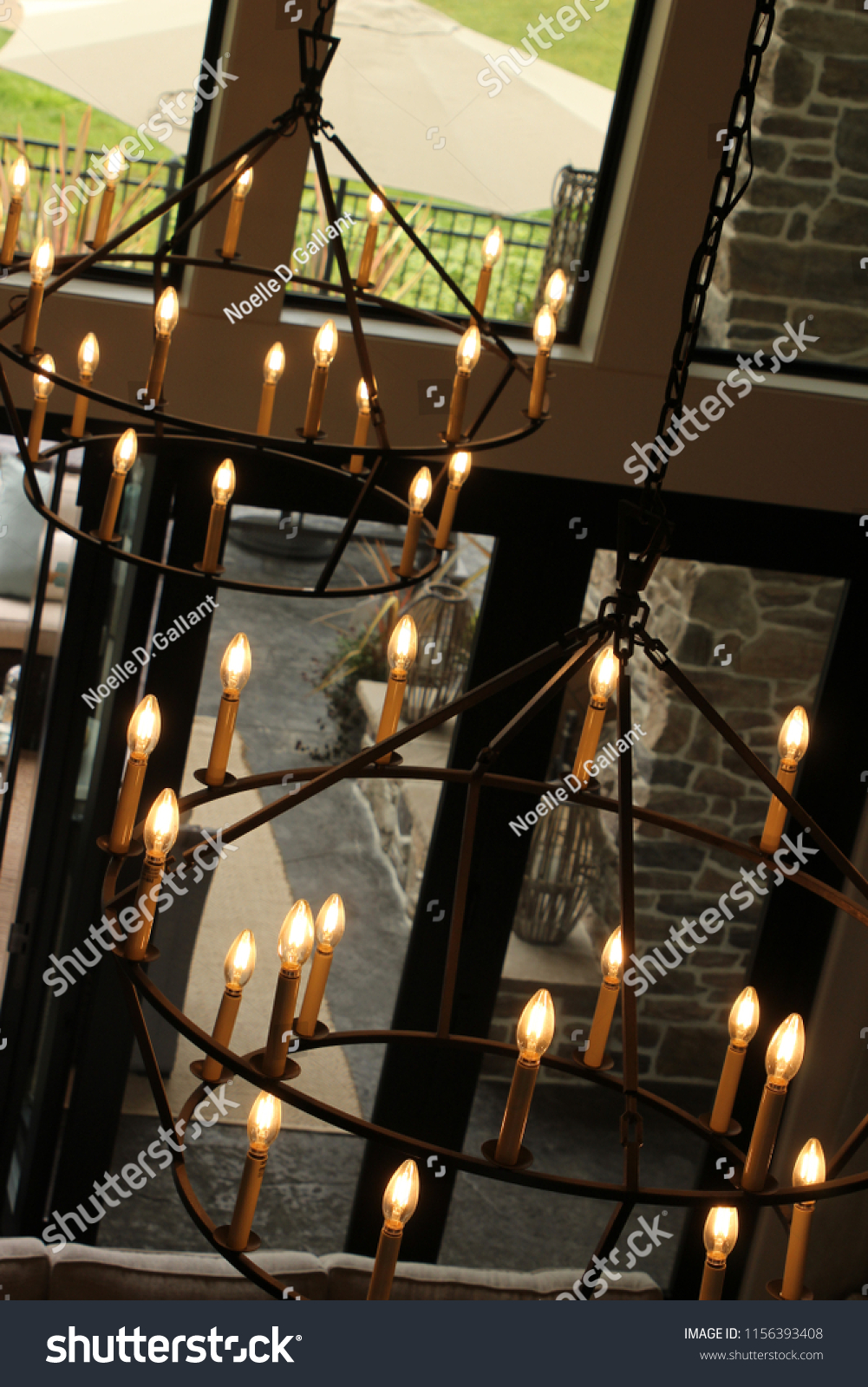 Two Large Wire Structured Light Fixtures Stock Photo Edit