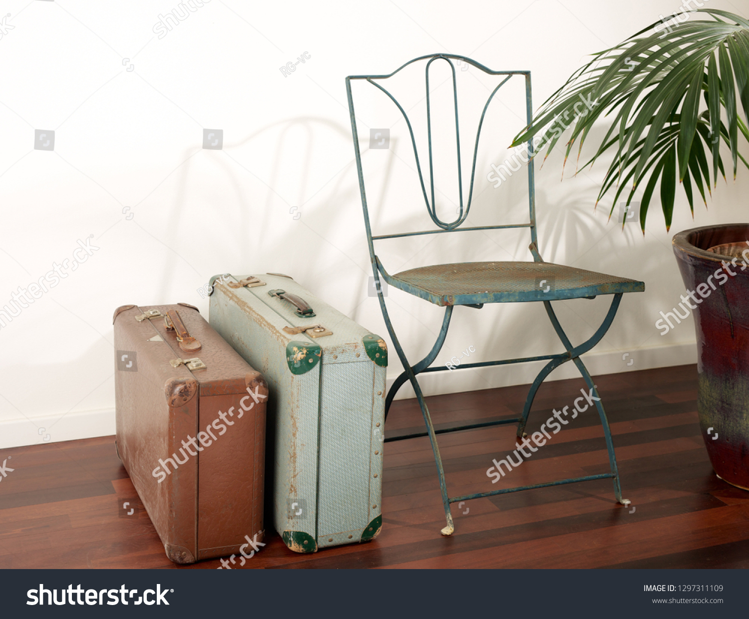 Two Old Retro Suitcases Vintage Metal Stock Image Download Now