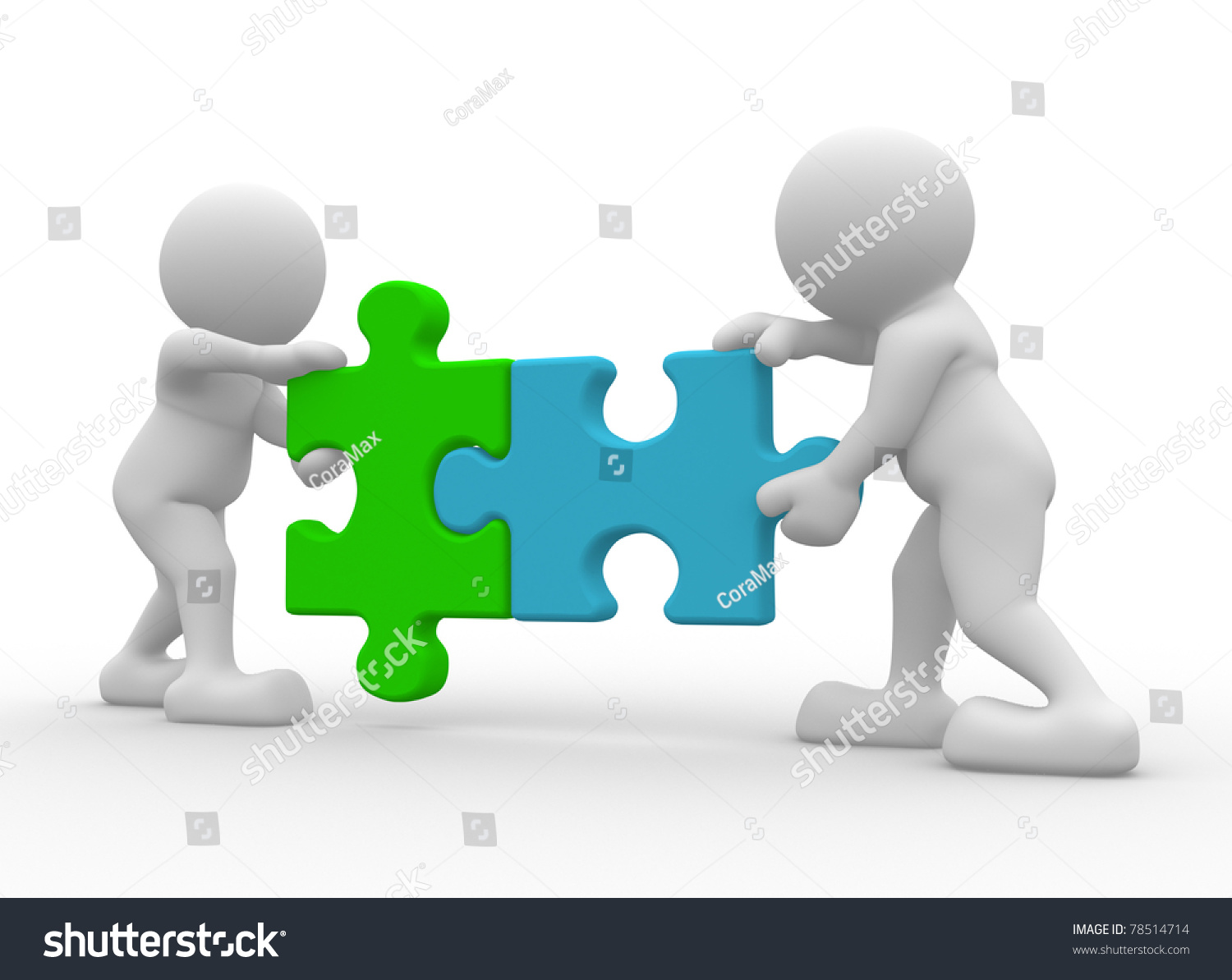 Two Person Matching Puzzle Pieces -This Is A 3d Render Illustration ...