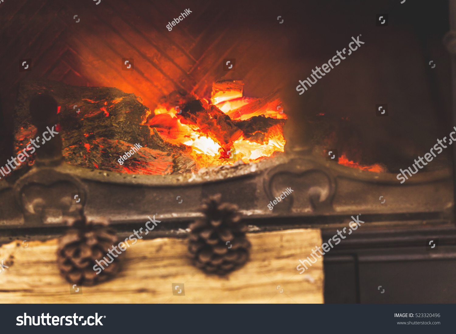 Two Pine Cones Lie On Logs Stock Photo Edit Now 523320496