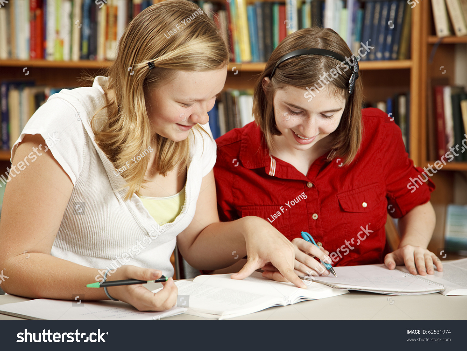 Two Pretty Teen Girls Doing Their Stock Photo 62531974 - Shutterstock