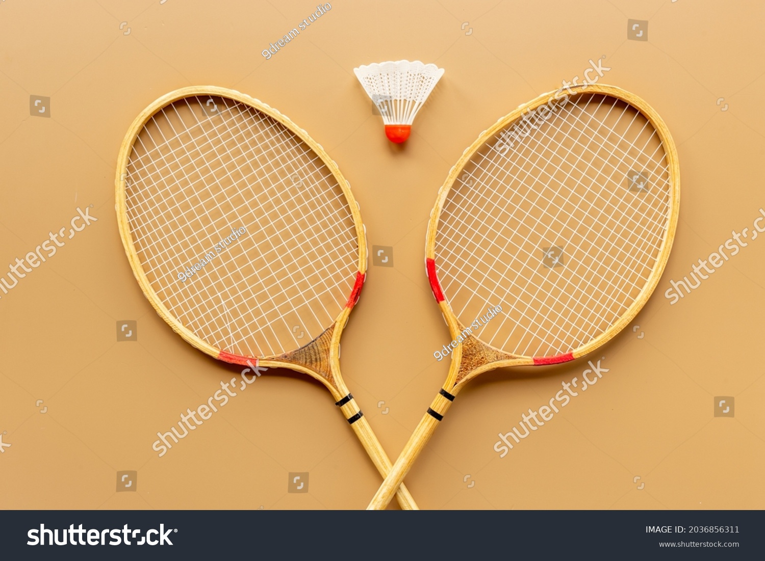 Two Rackets Shuttlecock Playing Badminton Top Stock Photo 2036856311 ...