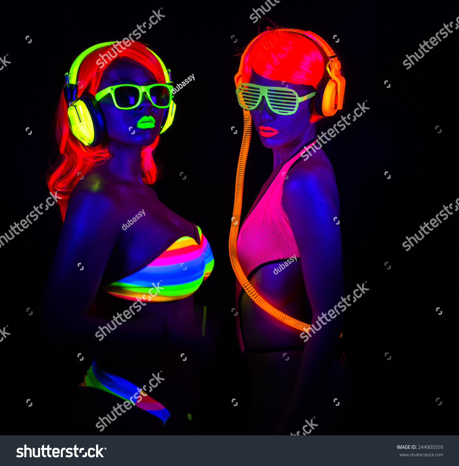 Two Sexy Female Disco Dancers Posing Stock Photo Edit Now