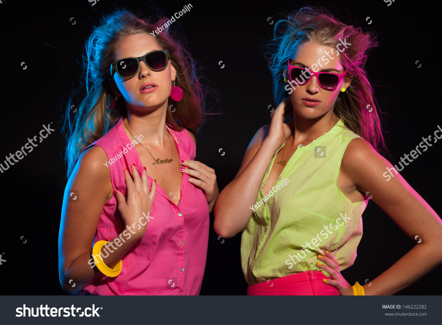 Two Sexy Retro 80s Fashion Girls Stock Photo Edit Now