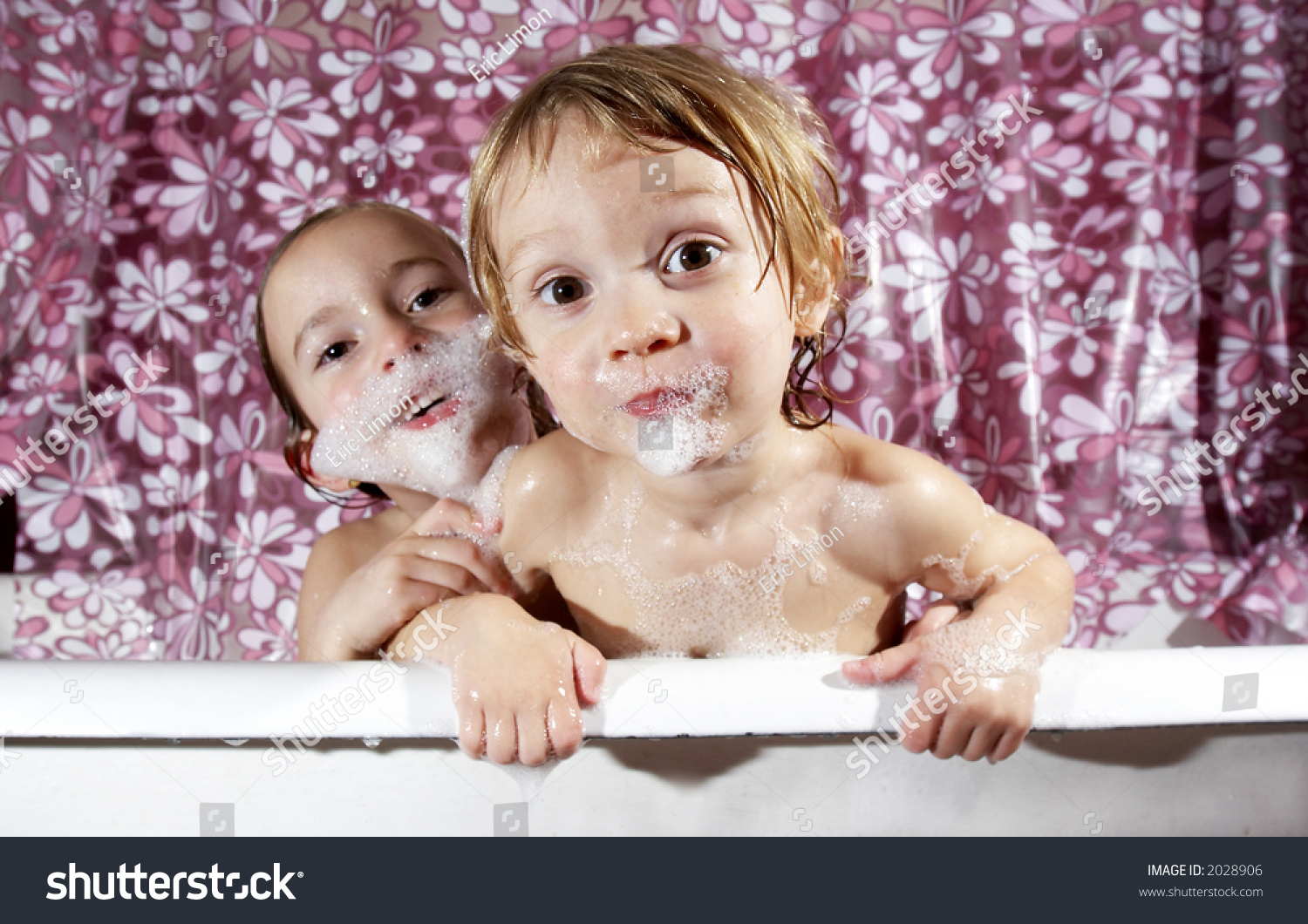 Two Small Young Kids Play Bathtub Stock Photo 2028906 Shutterstock
