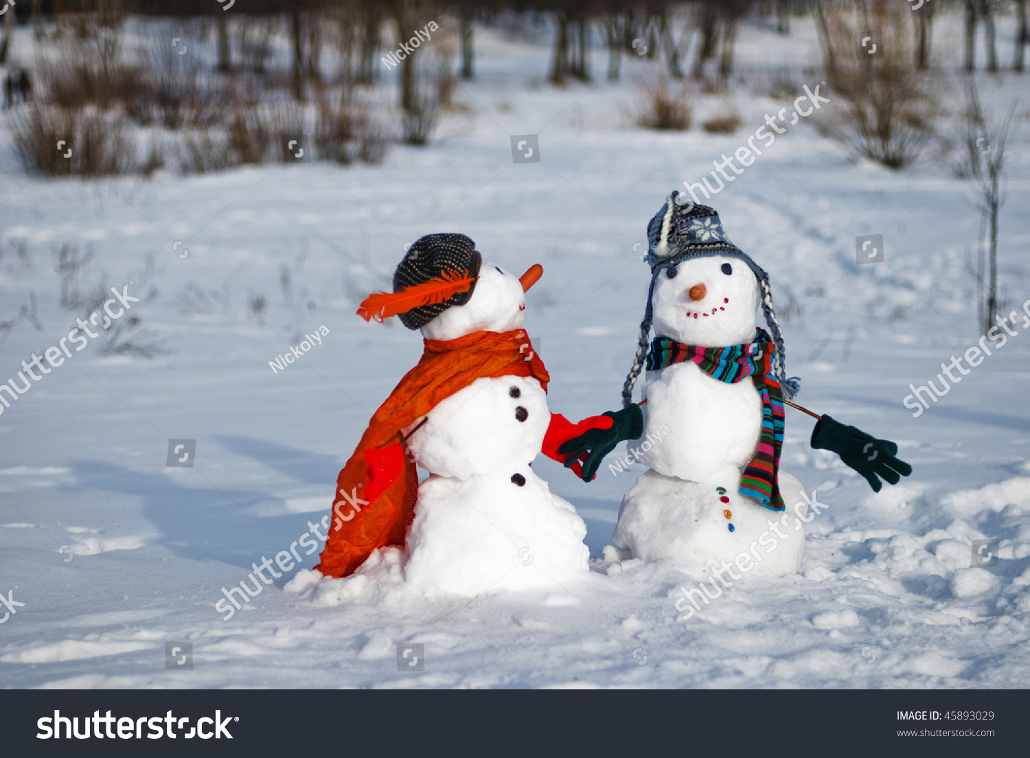 Two Snowmen Lovely Couple Stock Photo 45893029 - Shutterstock