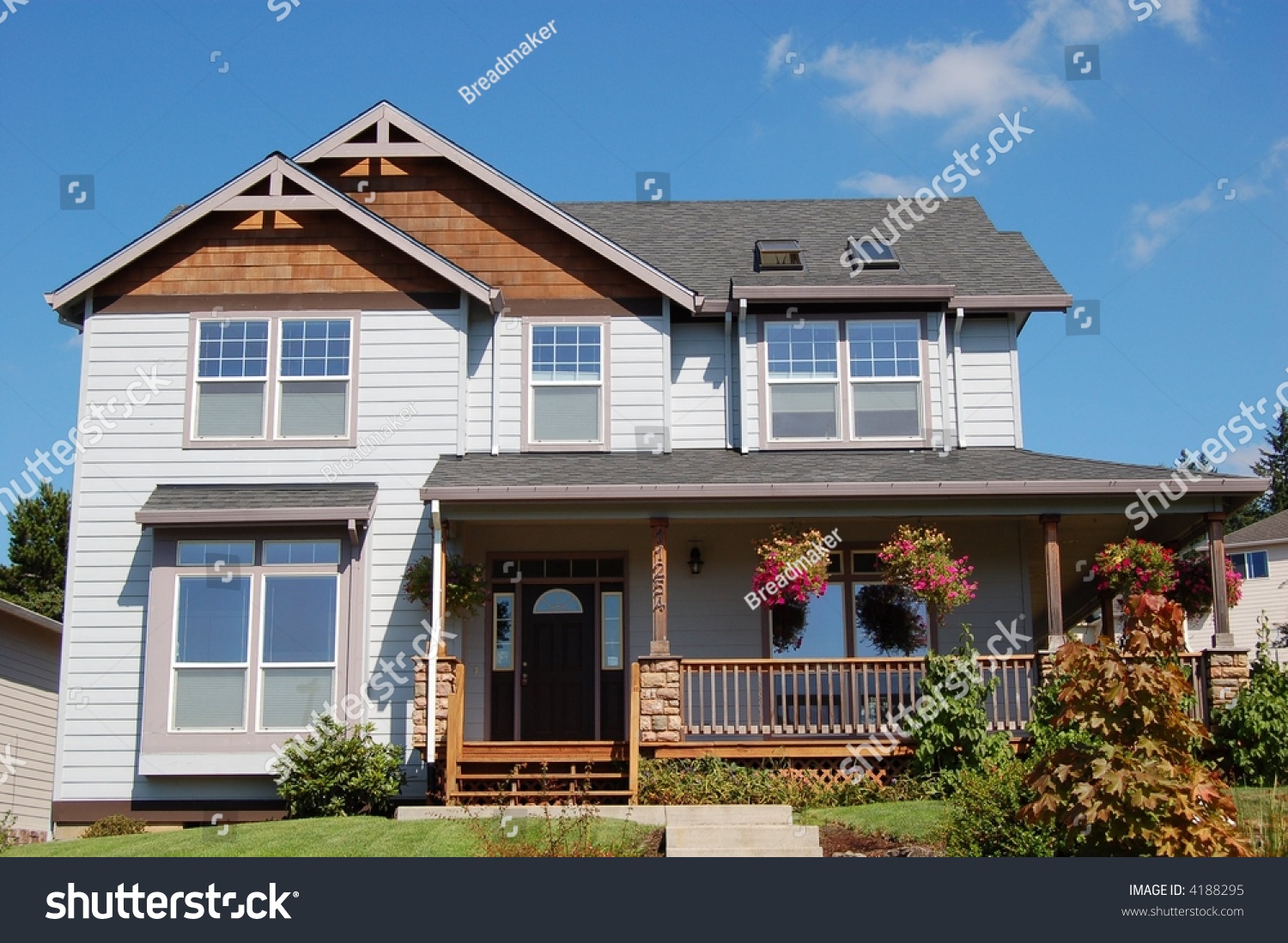 Two-Story Suburban House On Sunny Day Stock Photo 4188295 : Shutterstock