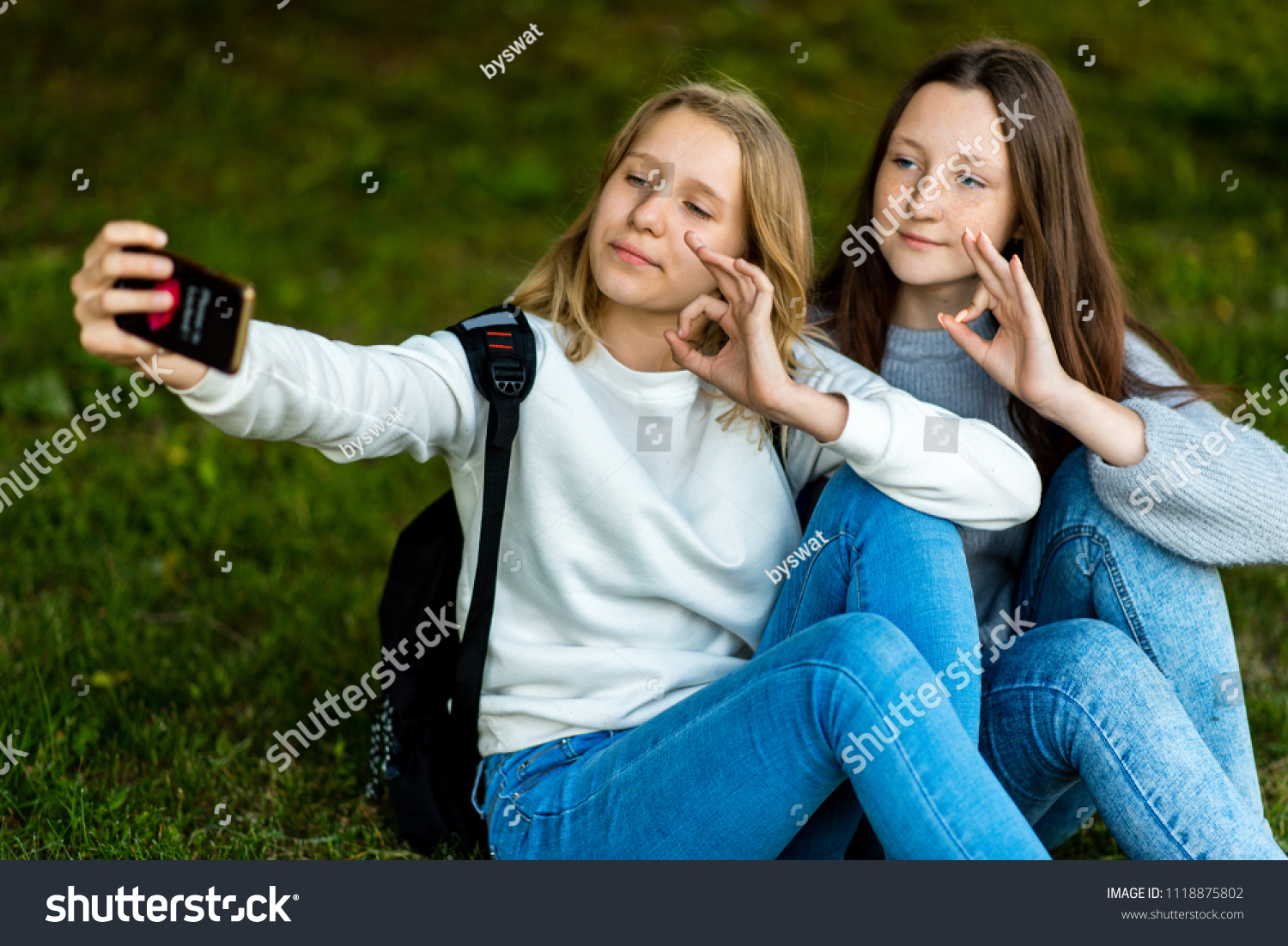 Two Teenage Girls Summer Park Nature Stock Photo 1118875802 | Shutterstock