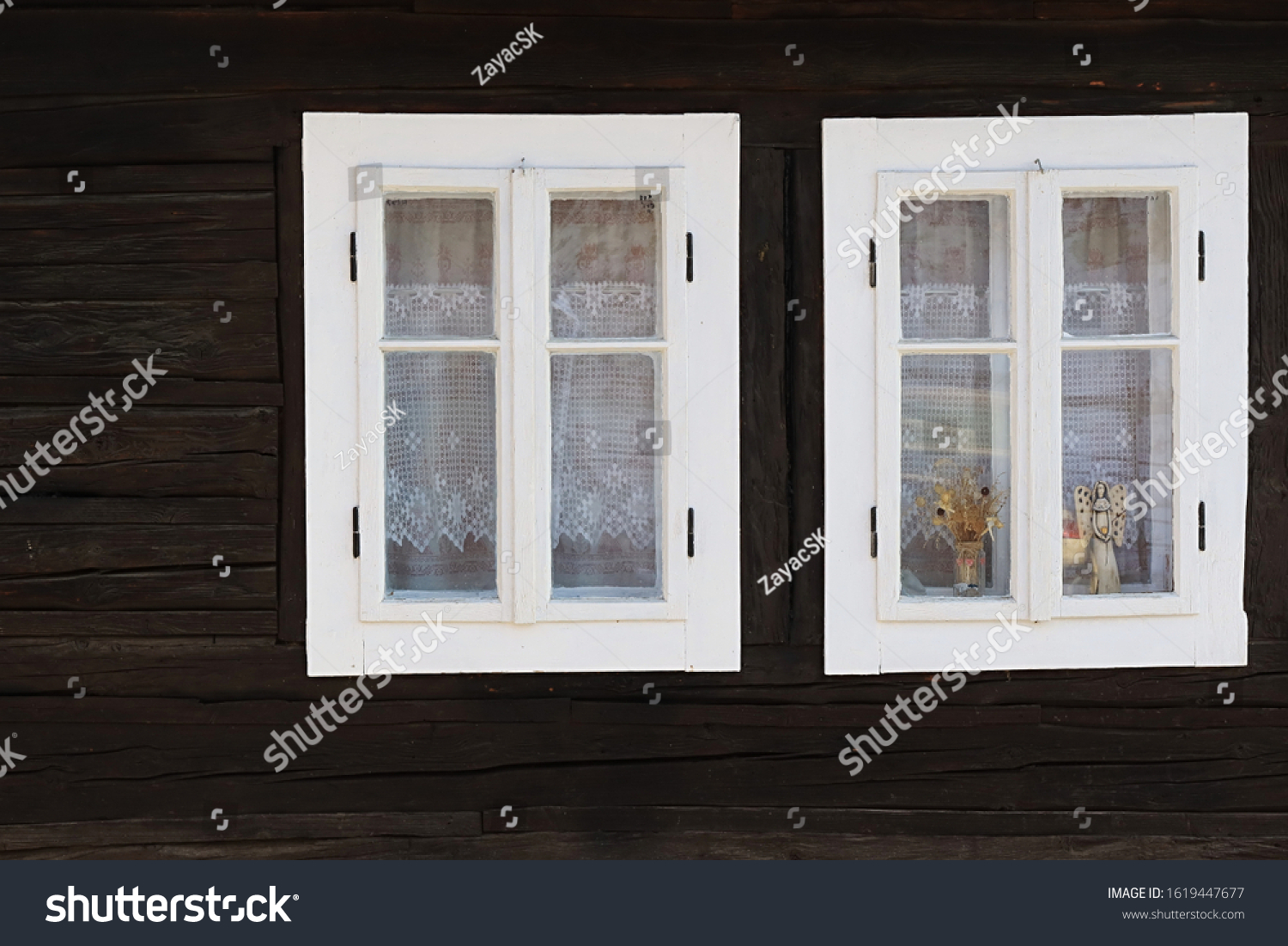 Two Wooden Windows White Painted Window Stock Photo Edit Now