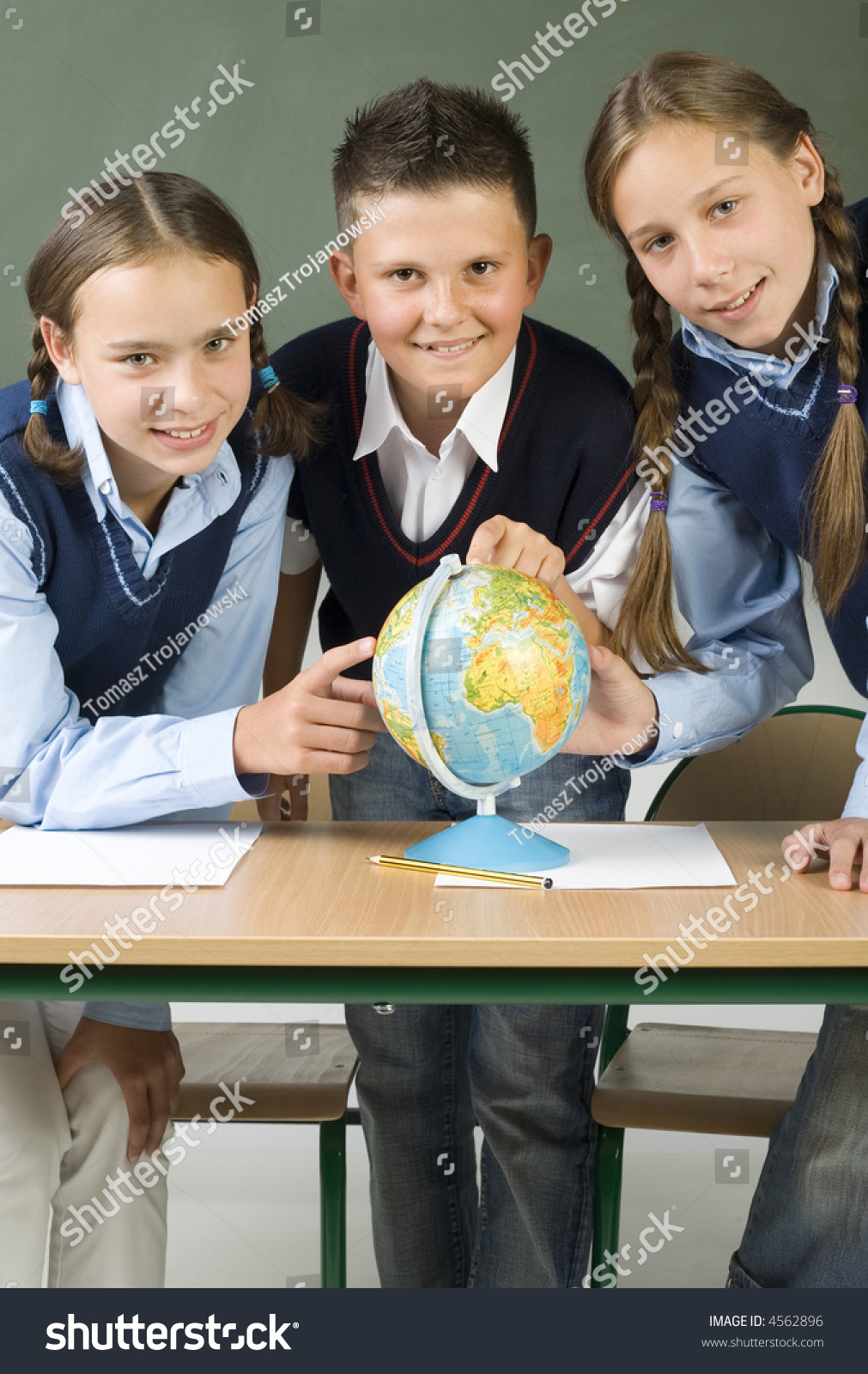 two young girls one boy standing stock photo edit now 4562896