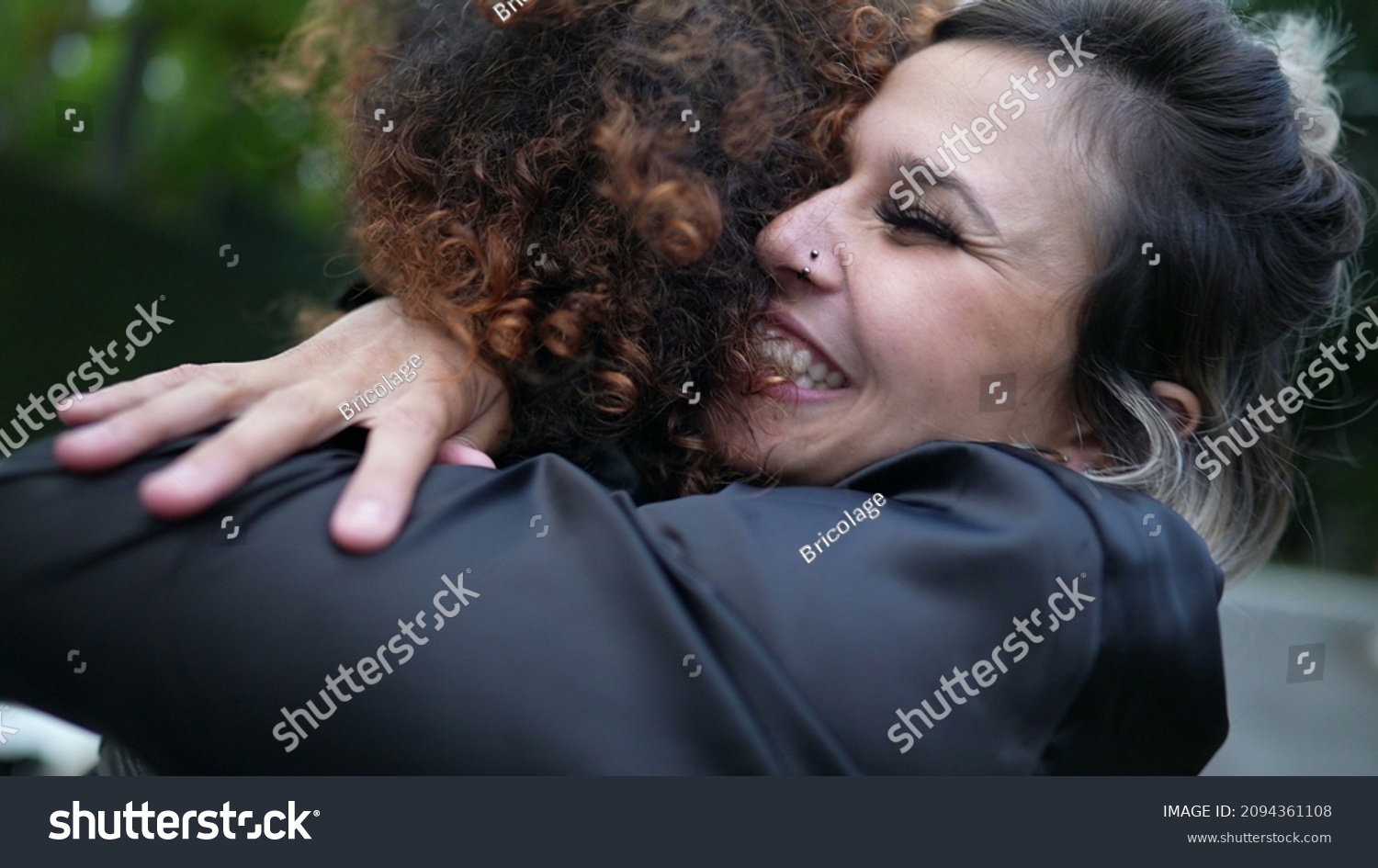 Two Young Women Embrace Diverse Friendship Stock Photo 2094361108 ...