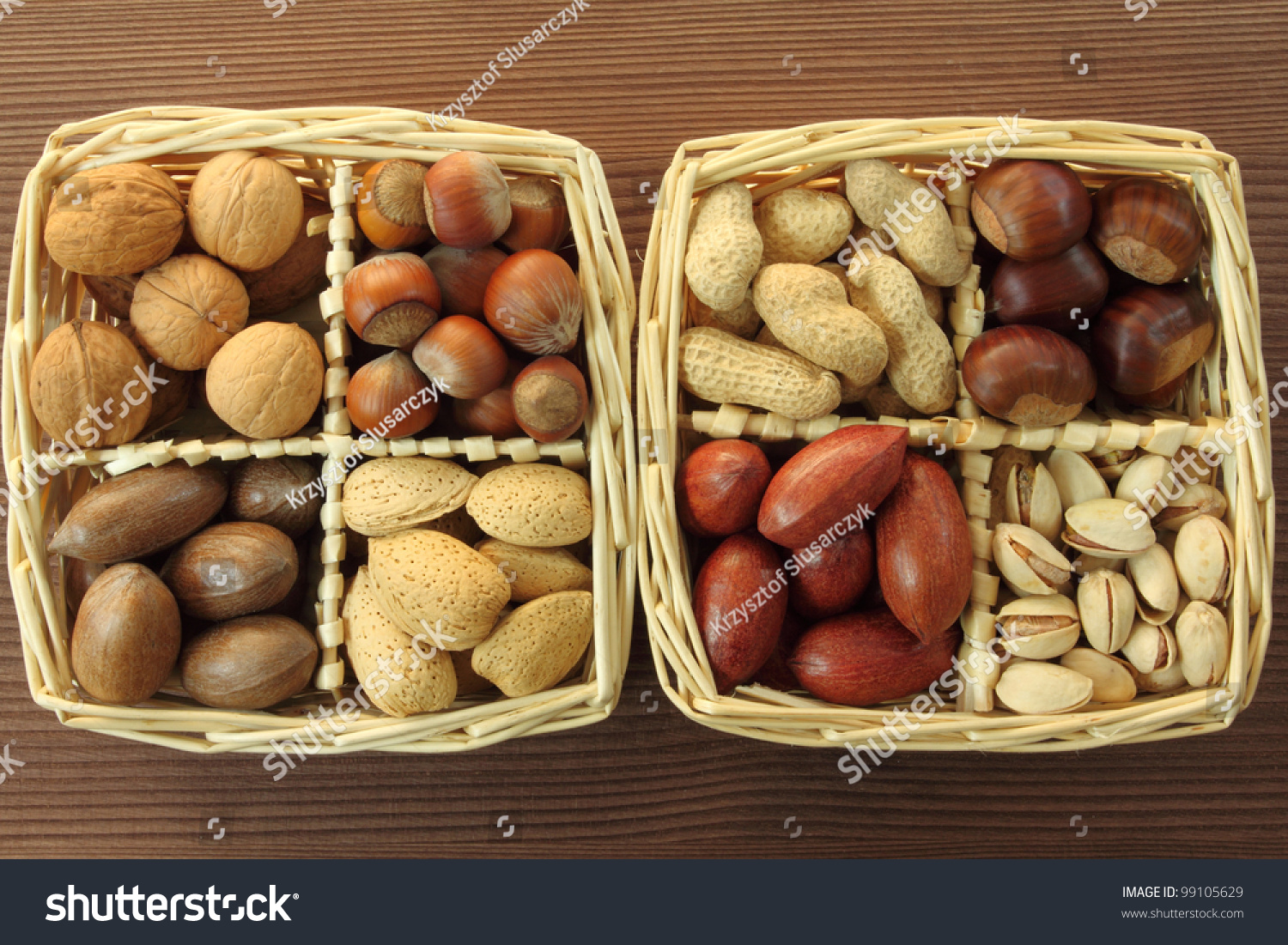 Download Types Nuts Peanuts Hazelnuts Chestnuts Walnuts Stock Photo 99105629 - Shutterstock