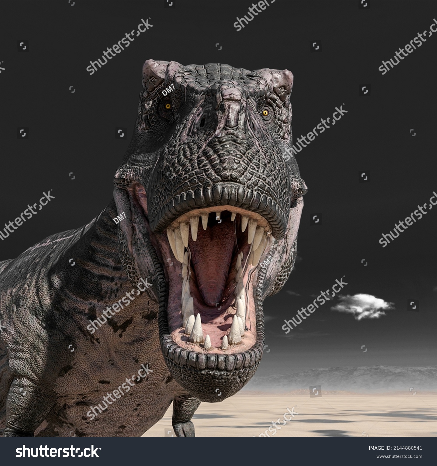 Tyrannosaurus Rex Profile Portrait On Desert Stock Illustration ...