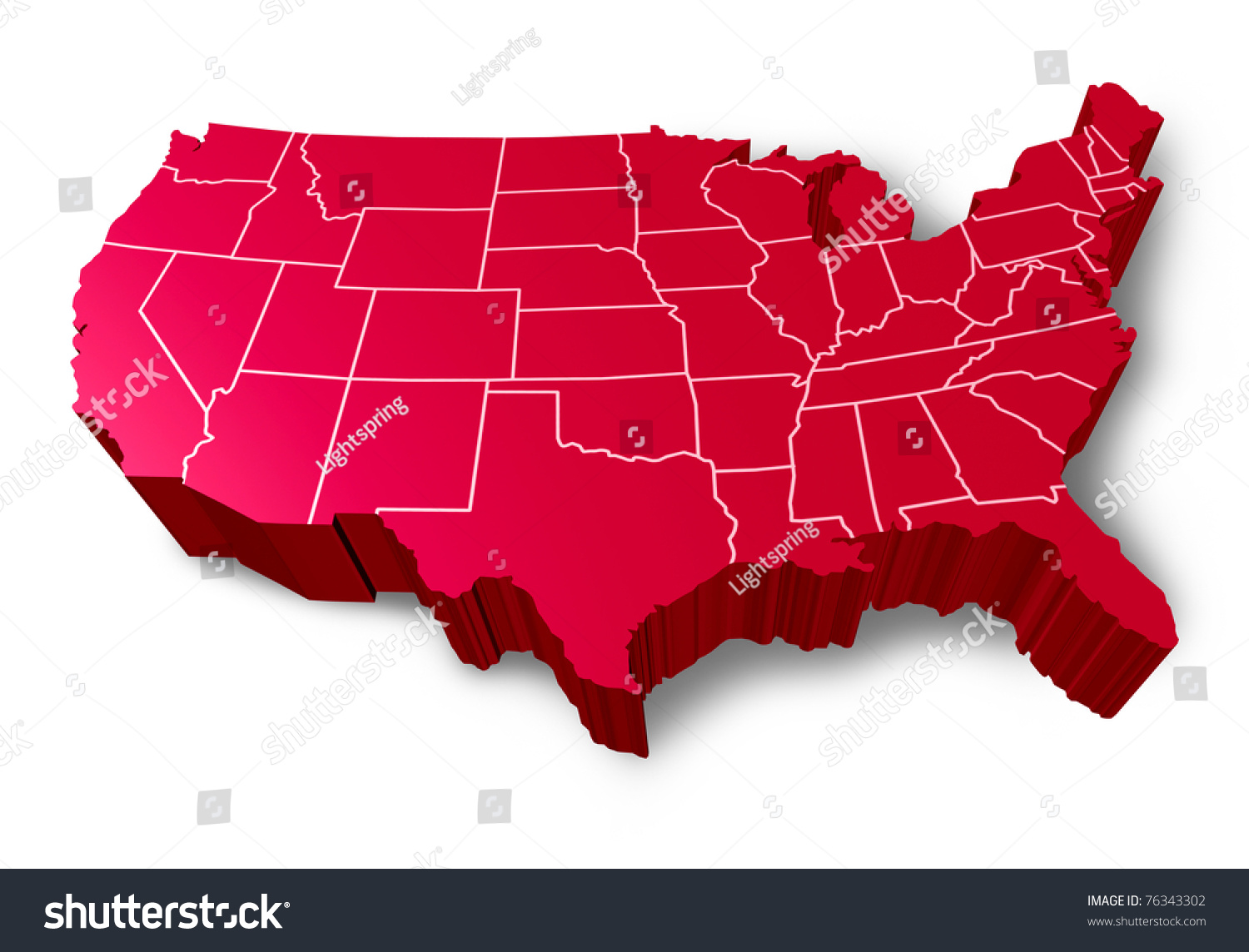 stock photo u s a d map symbol represented by a red dimensional united states 76343302
