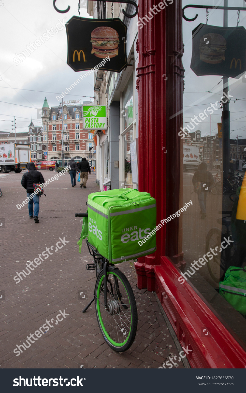 Uber Eats Bicycle Mcdonalds Amsterdam Netherlands Stock Photo 