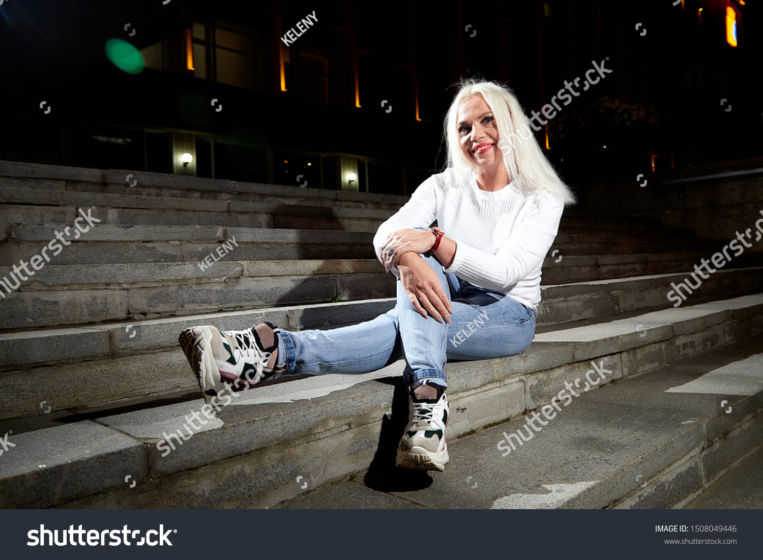 Ugly Woman White Blonde Hair On Stock Photo Edit Now 1508049446