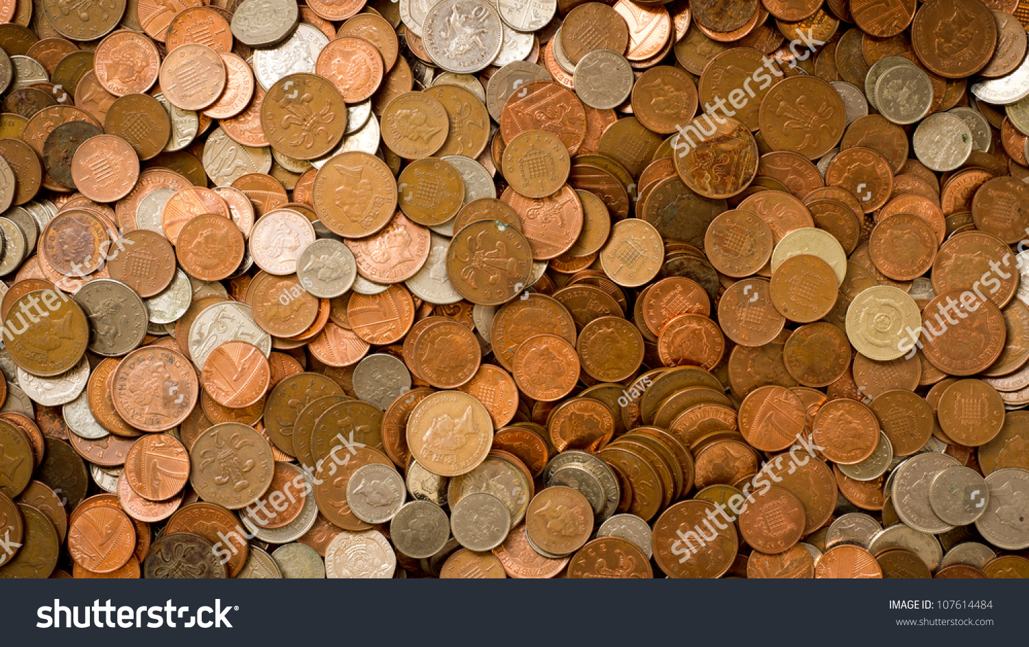 uk currency background with dirty coins