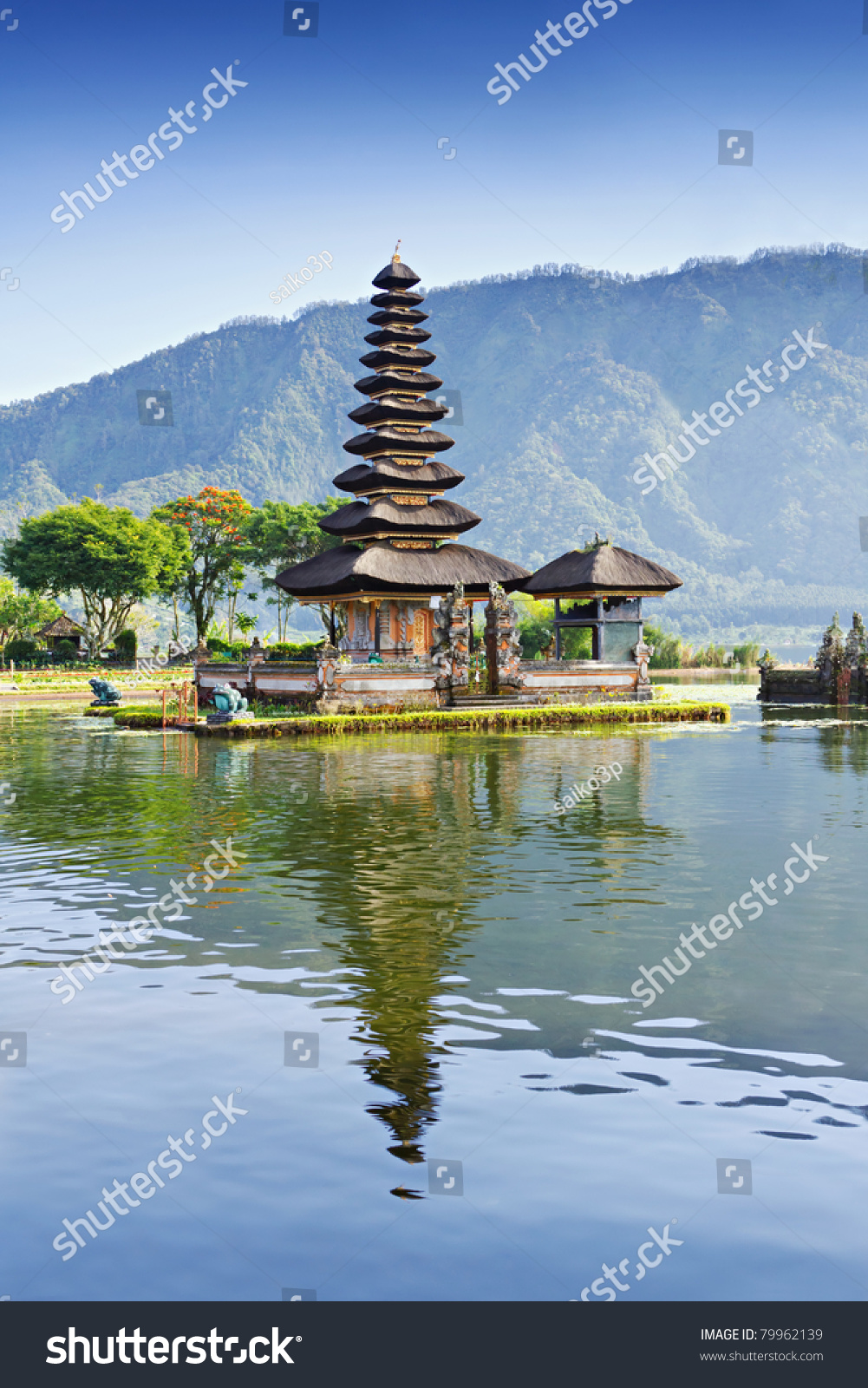 Ulun Danu Temple Beratan Lake In Bali Indonesia Stock Photo 79962139 ...